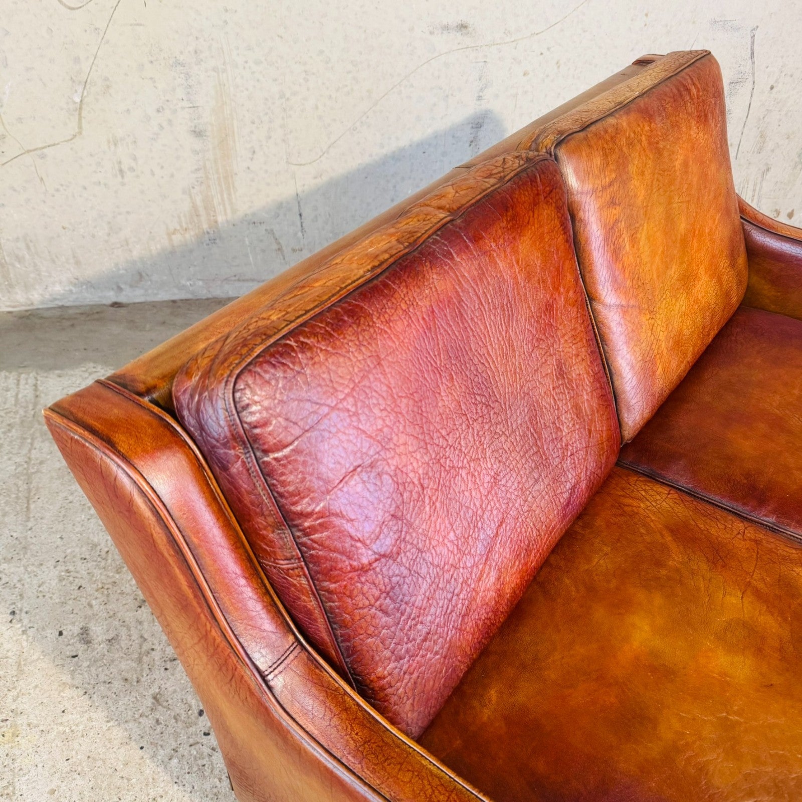 Mogens Hansen 1970 Cognac Leather Two-Seater Sofa – Buffalo Leather