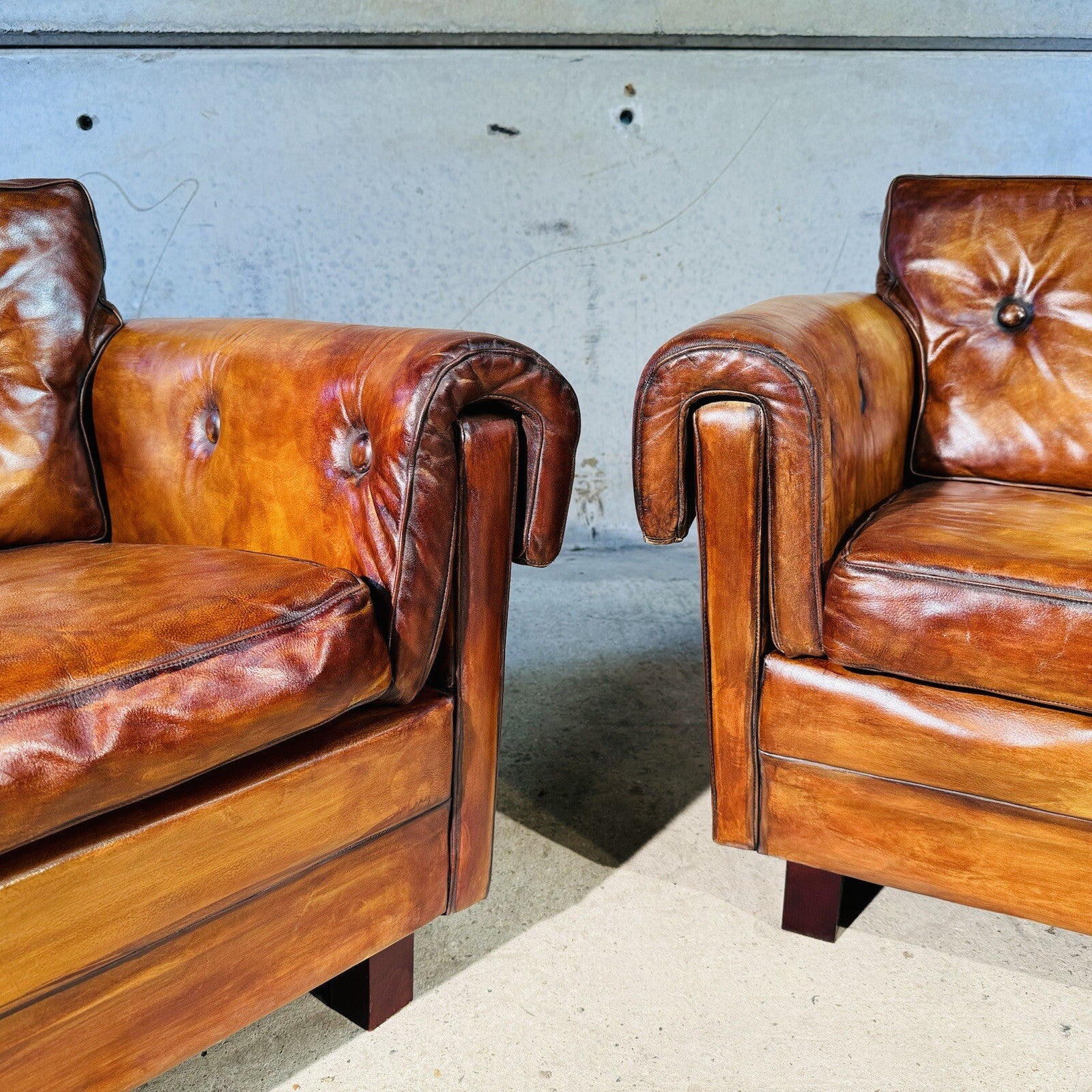 Vintage 1970s Danish Svend Skippers Leather Sofa Two-Seater and Chair Set #A242