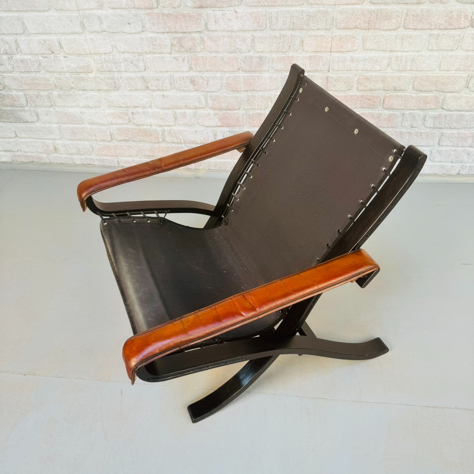Vintage 1960s Ingmar Relling Flex for Westnofa Lounge Tan Leather Chair Norway