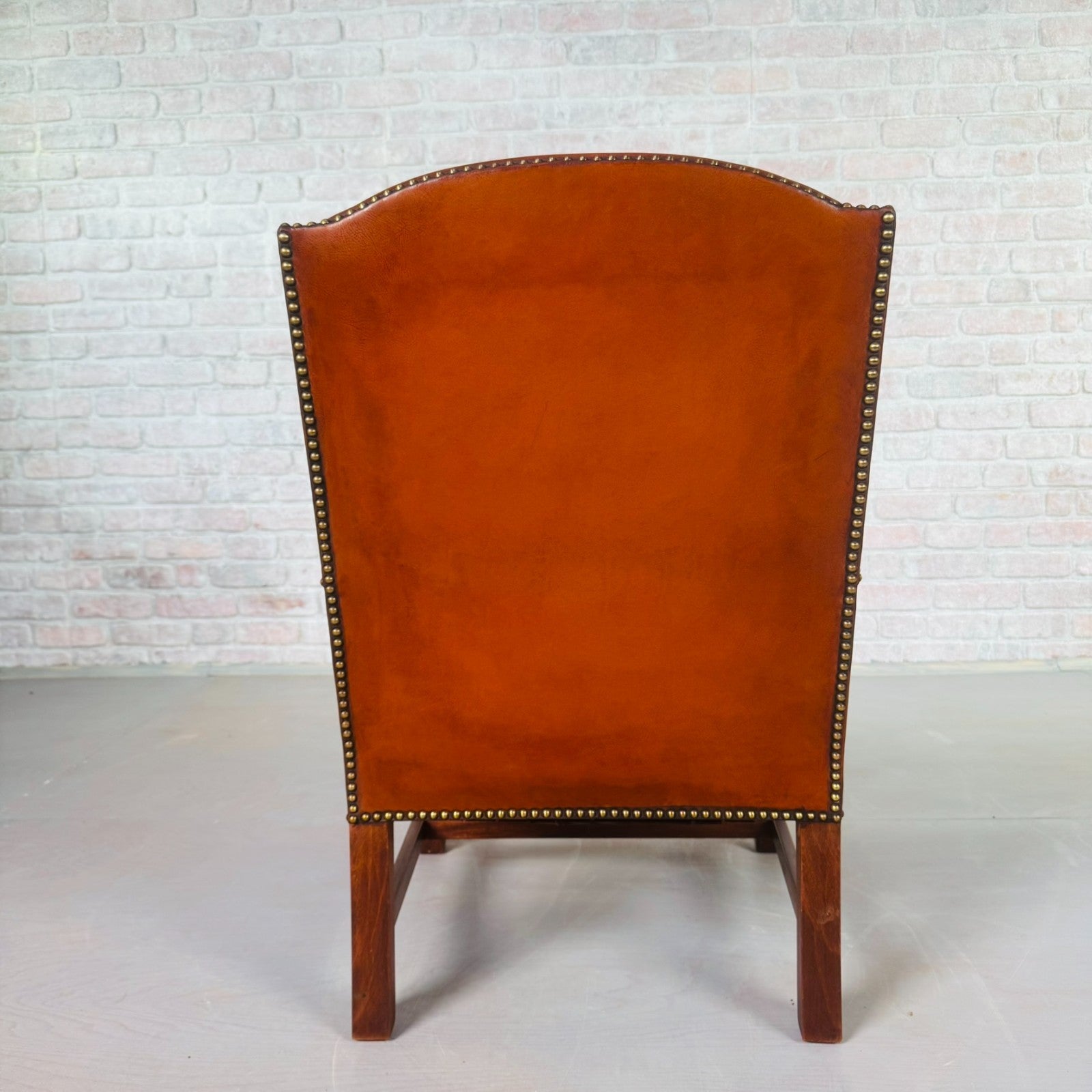 Neat Vintage Danish Leather Wingback Chair – Hand-Dyed Tan Colour