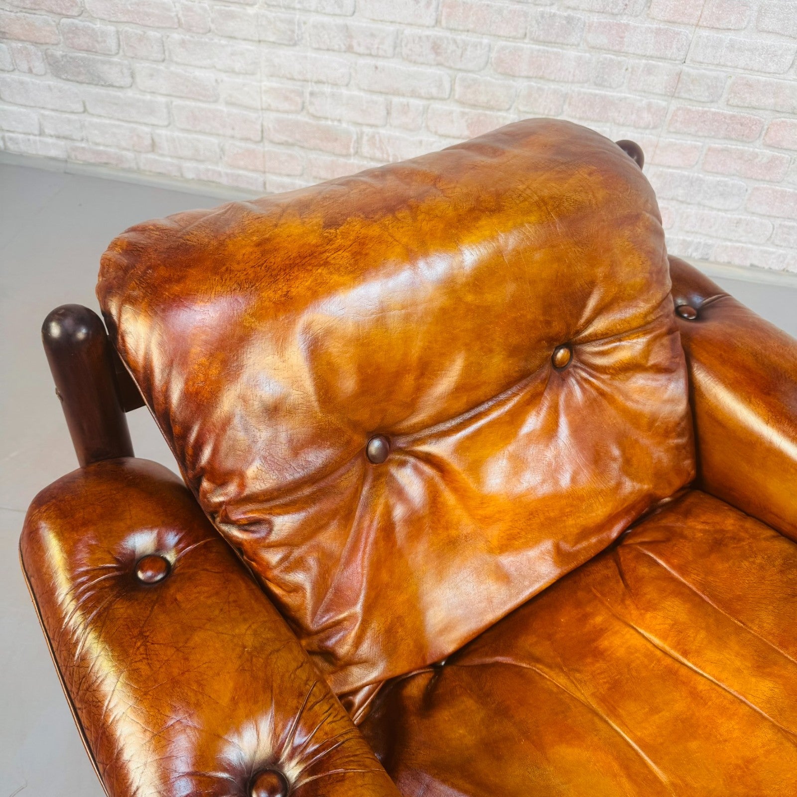 Vintage 1970s Swedish Arne Norell Two-Seater Sofa & Chair Tan Leather Set