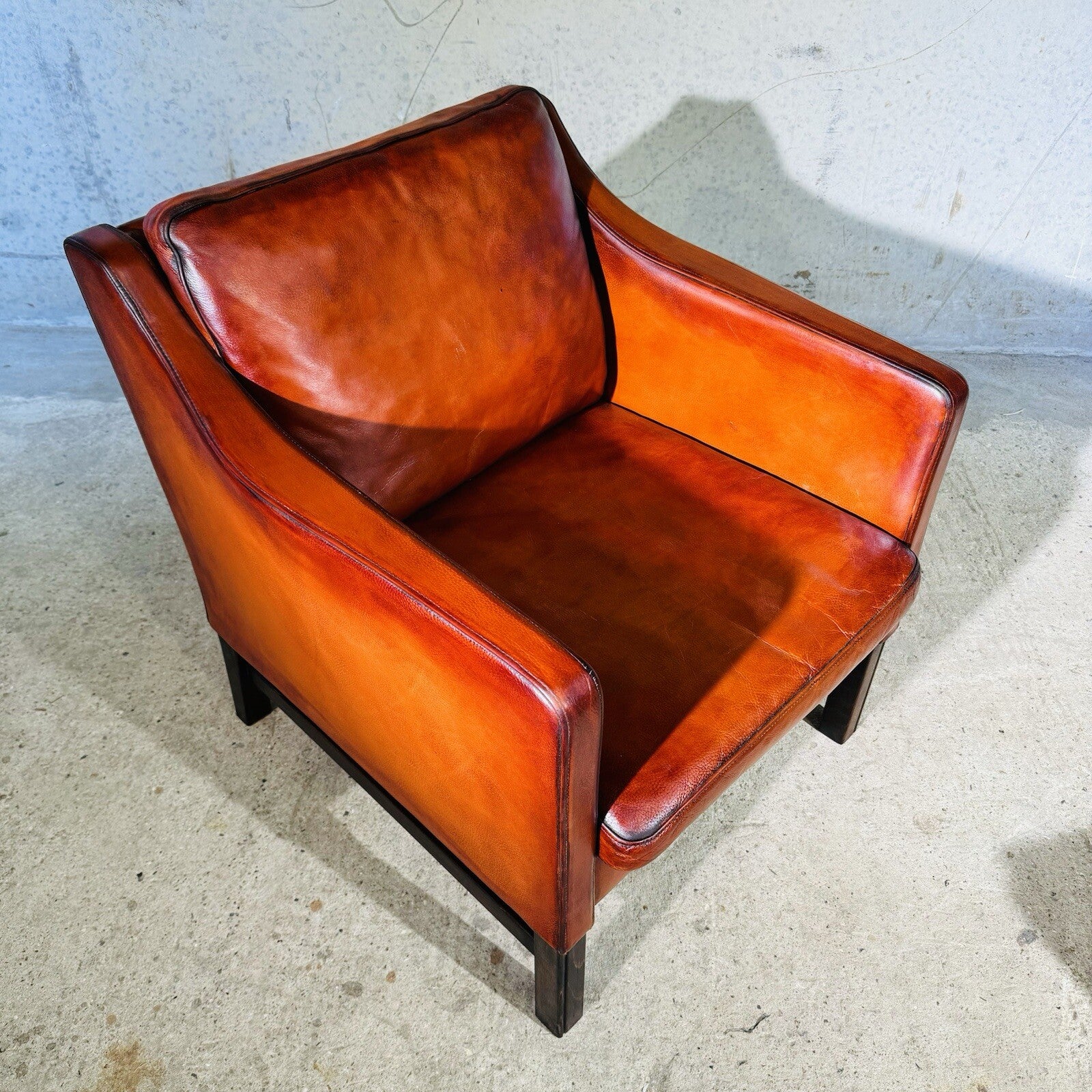 Fantastic 1970s Vintage Danish Cognac Leather Armchair & Footstool