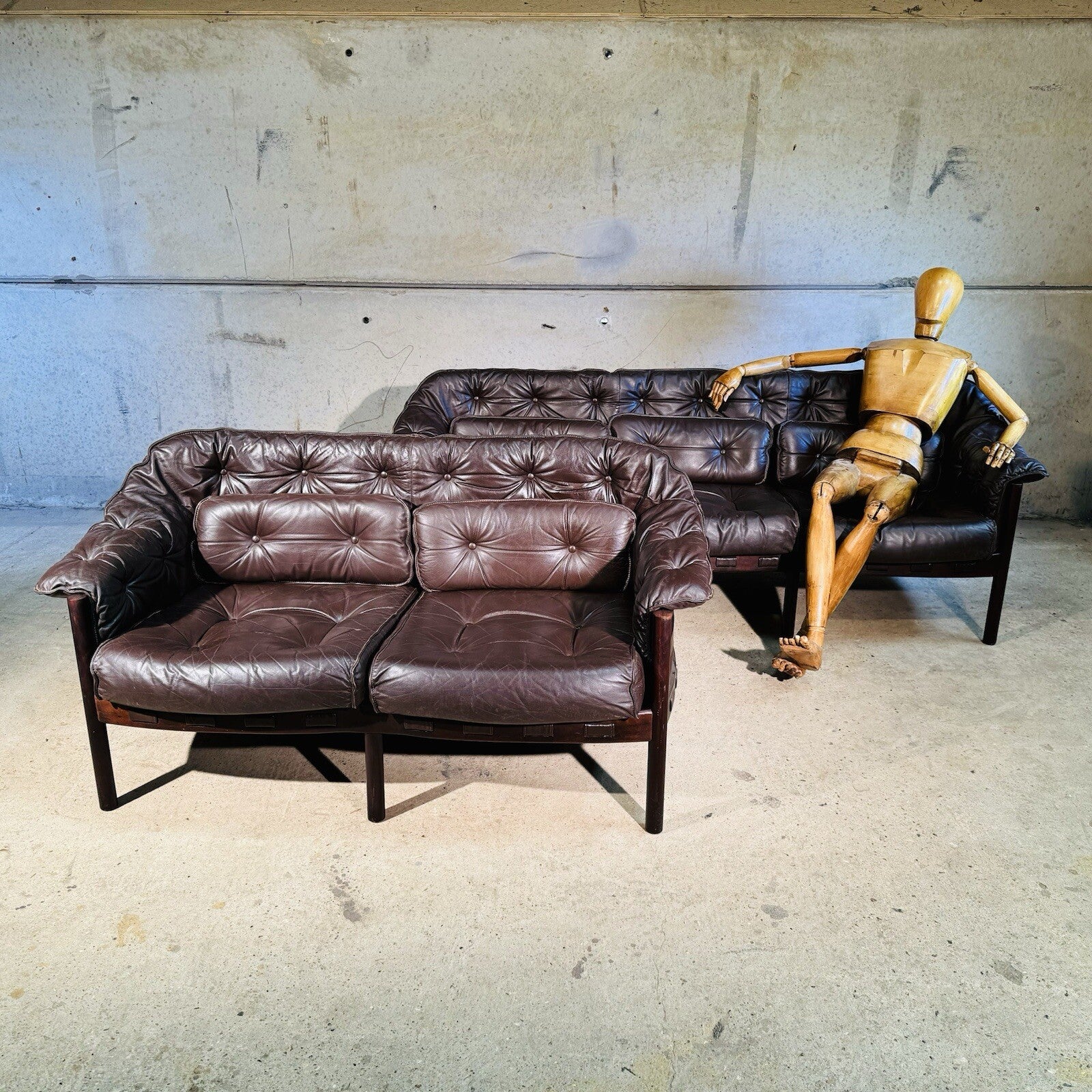 Arne Norrell Sofa Suite for Coja - Two-Seater + Three-Seater Brown Leather