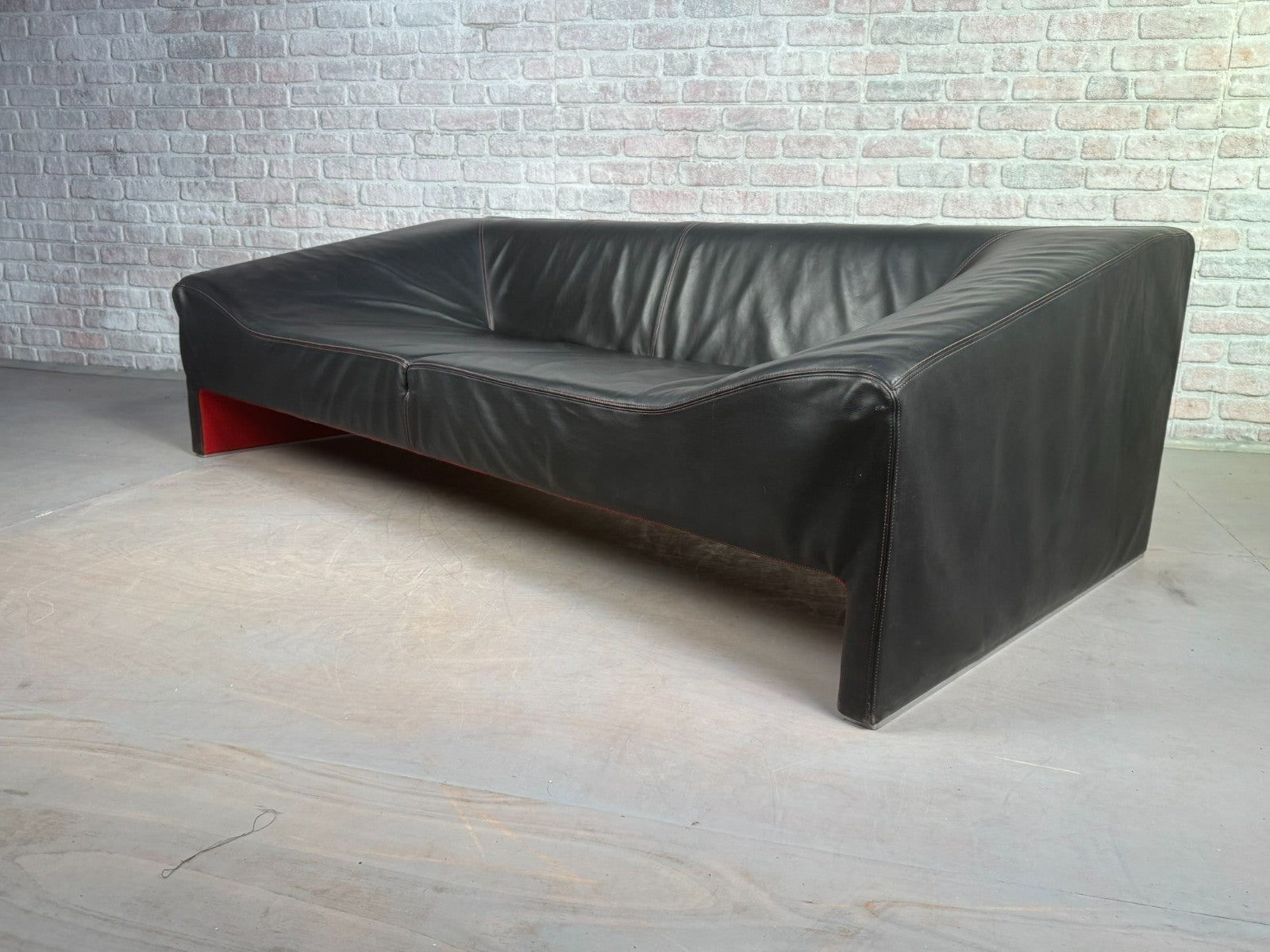 Black Leather Three-Seater Malmo Sofa Designed by Patricia Urquiola for Moroso