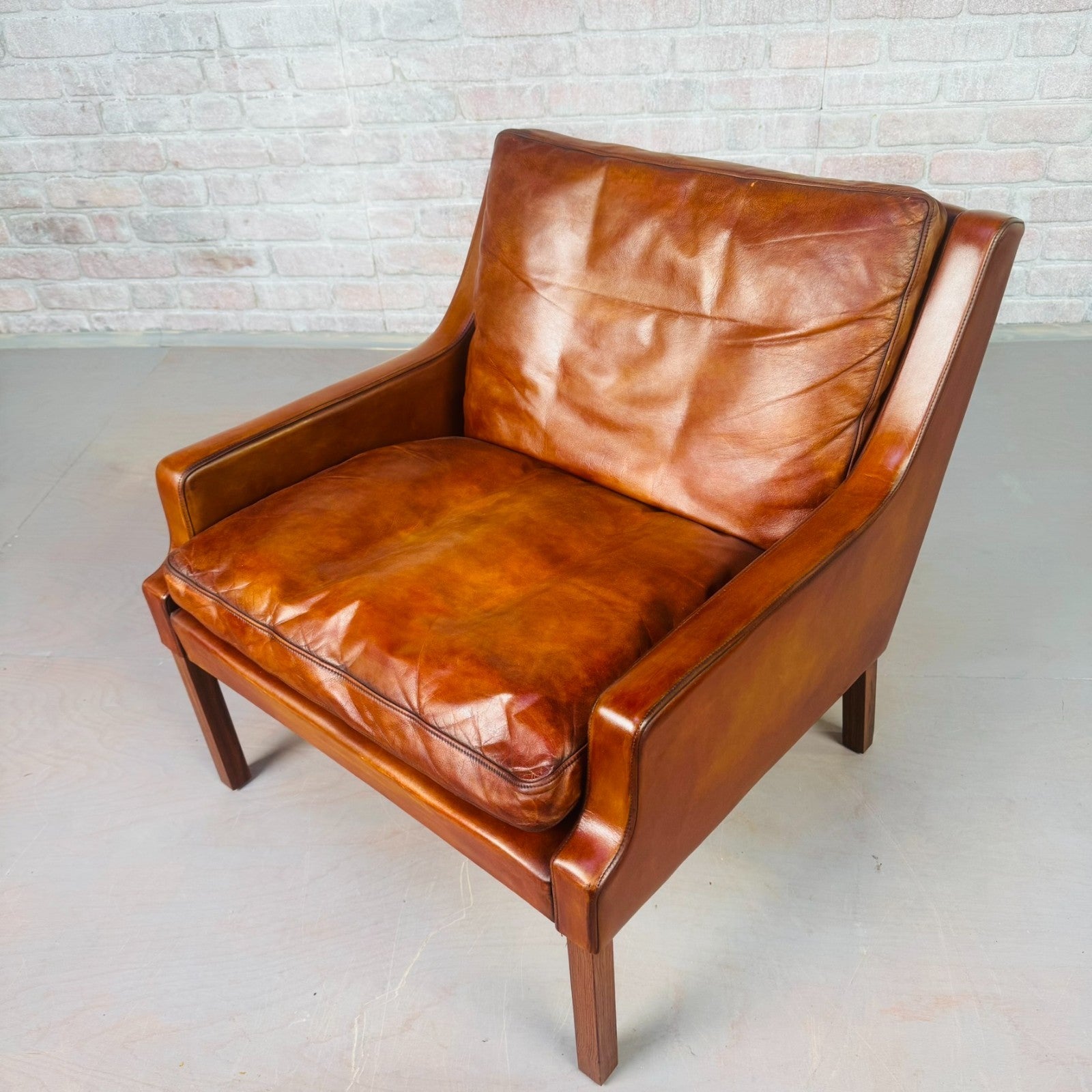 Vintage Danish 1970s Thams Kvalitet Tan Leather Chair