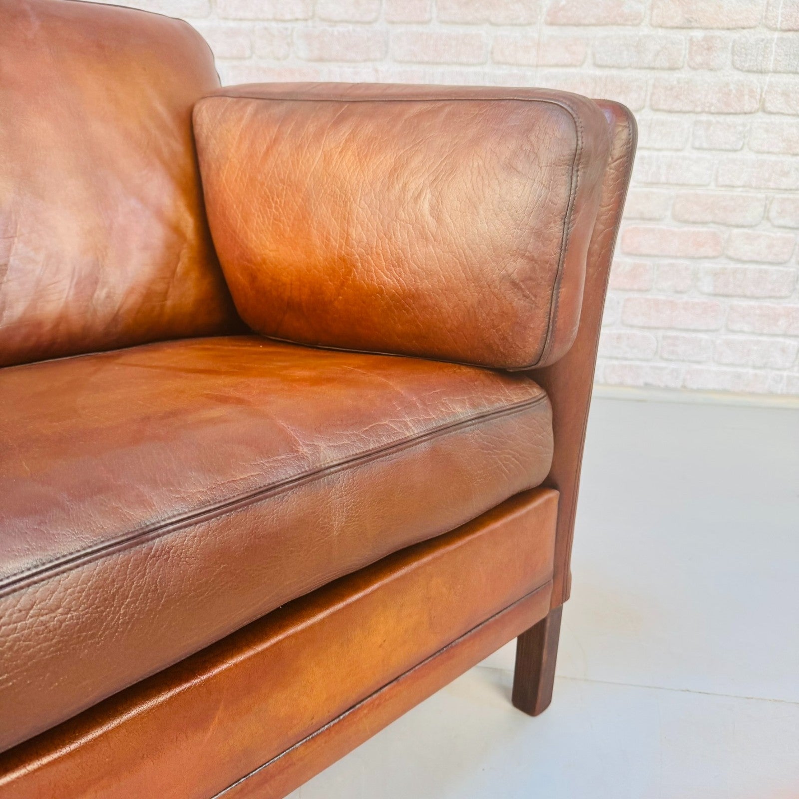 Vintage 1970s Danish Buffalo Leather Armchair | Hand Dyed Tan Leather