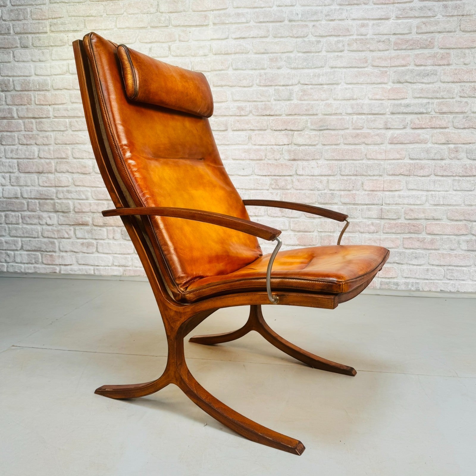 Vintage Danish Mogens Hansen Tan Leather Easy Chair & Footstool