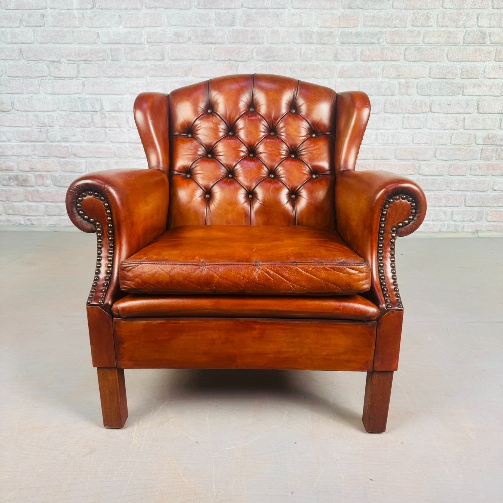 Neat Vintage Danish Tan Leather Armchair