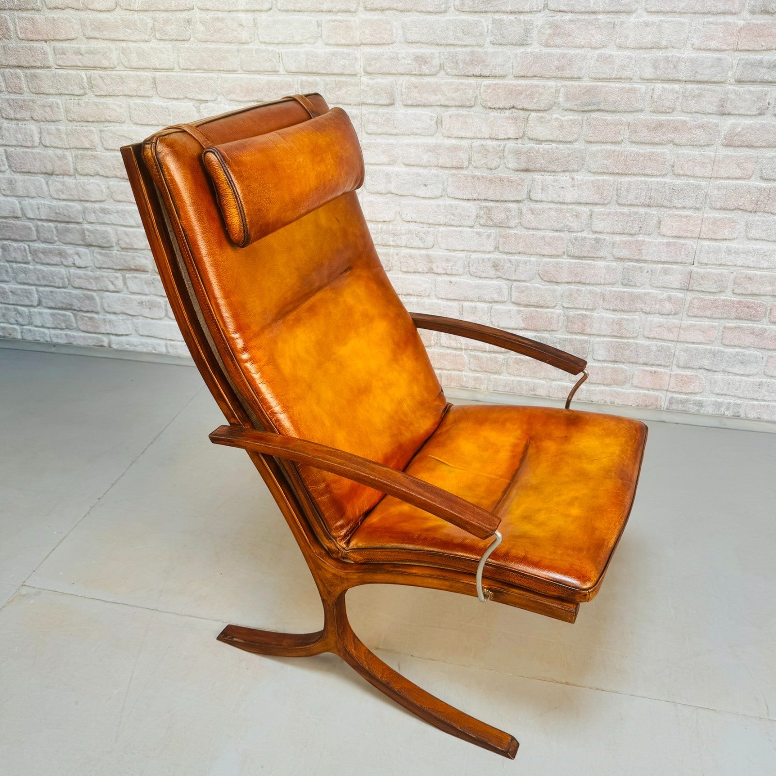 Vintage Danish Mogens Hansen Tan Leather Easy Chair & Footstool
