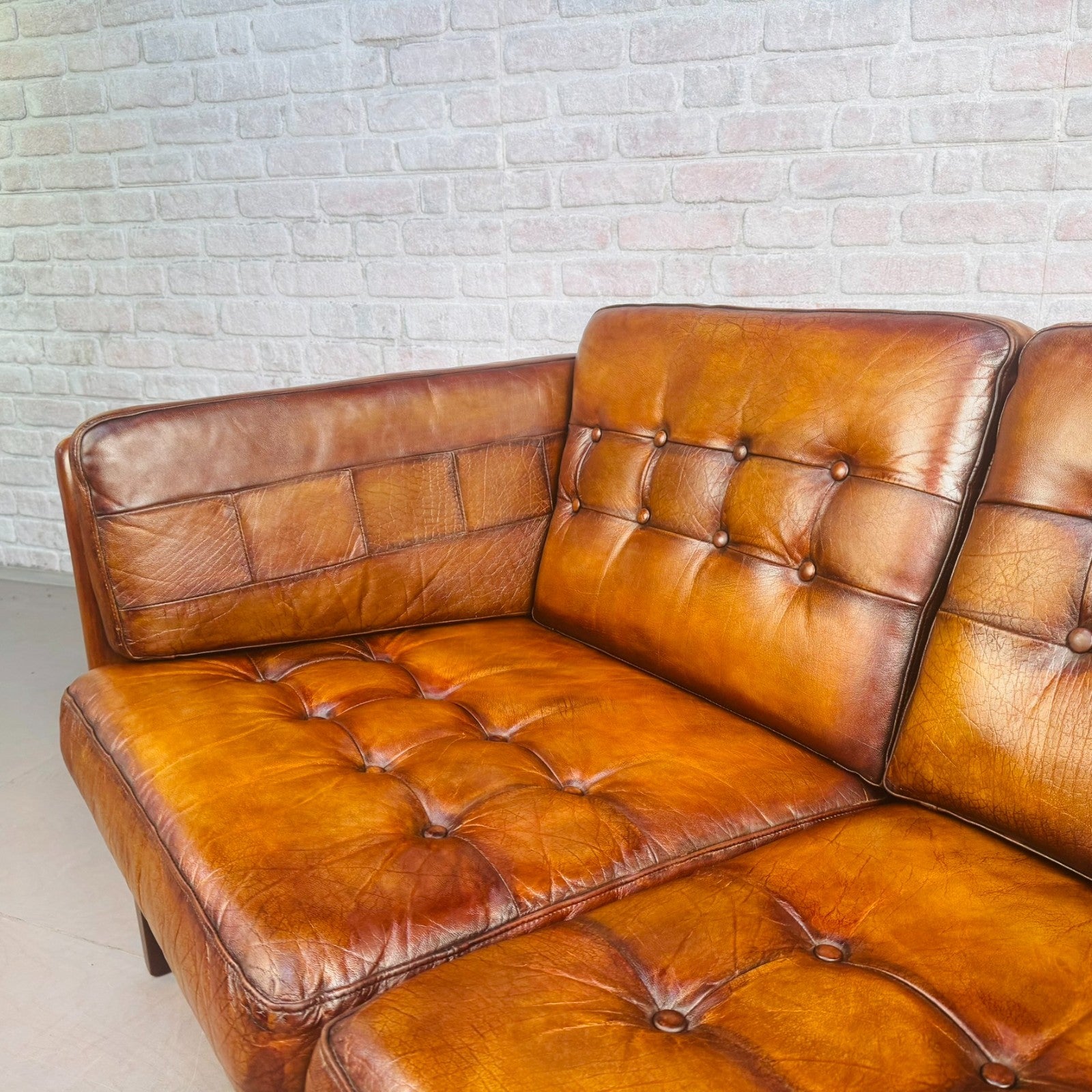 Pair of Vintage Danish Tan Leather Two Seater Sofas