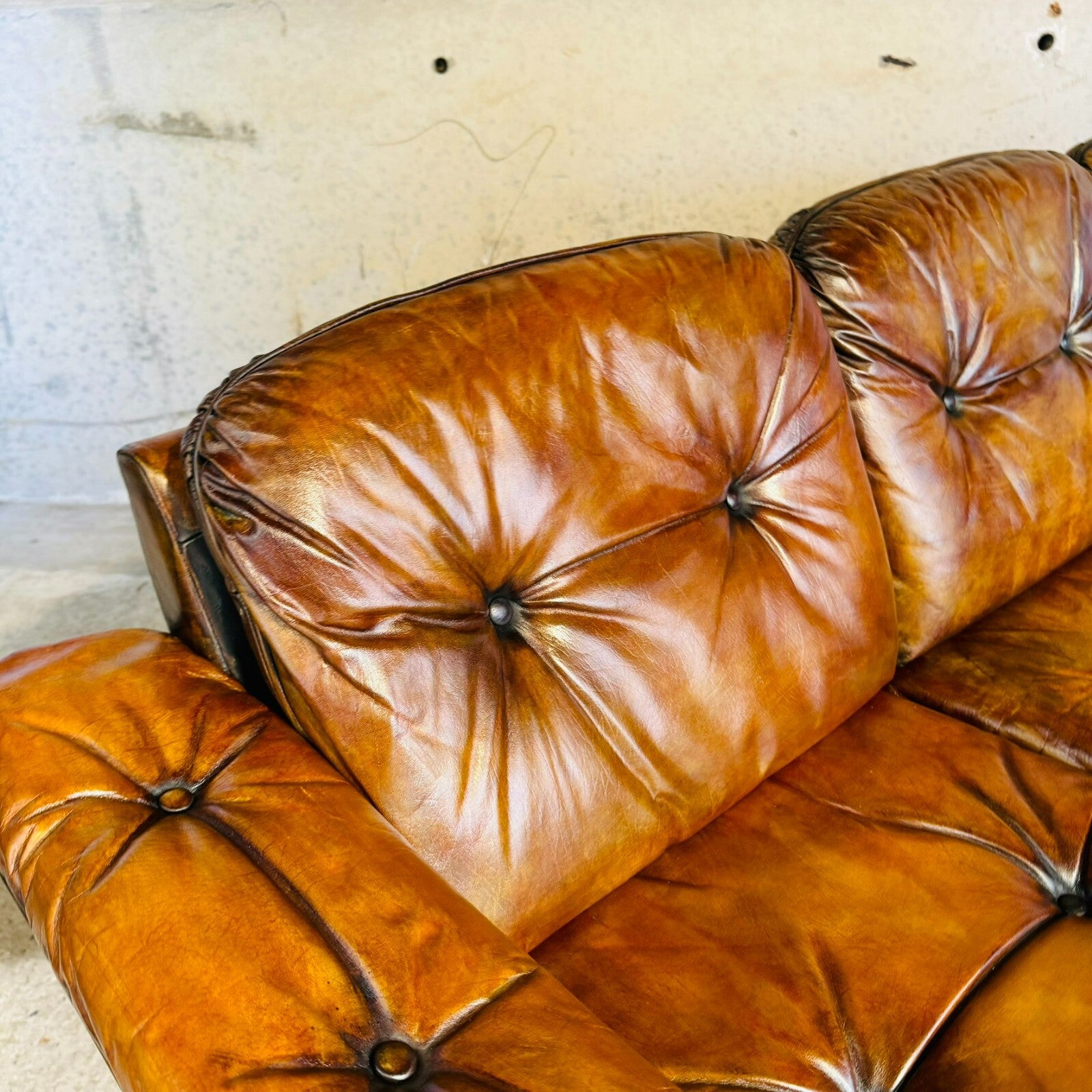 Fantastic 1970s Swedish Tan Leather Three-Seater Sofa – Stylish Comfortable