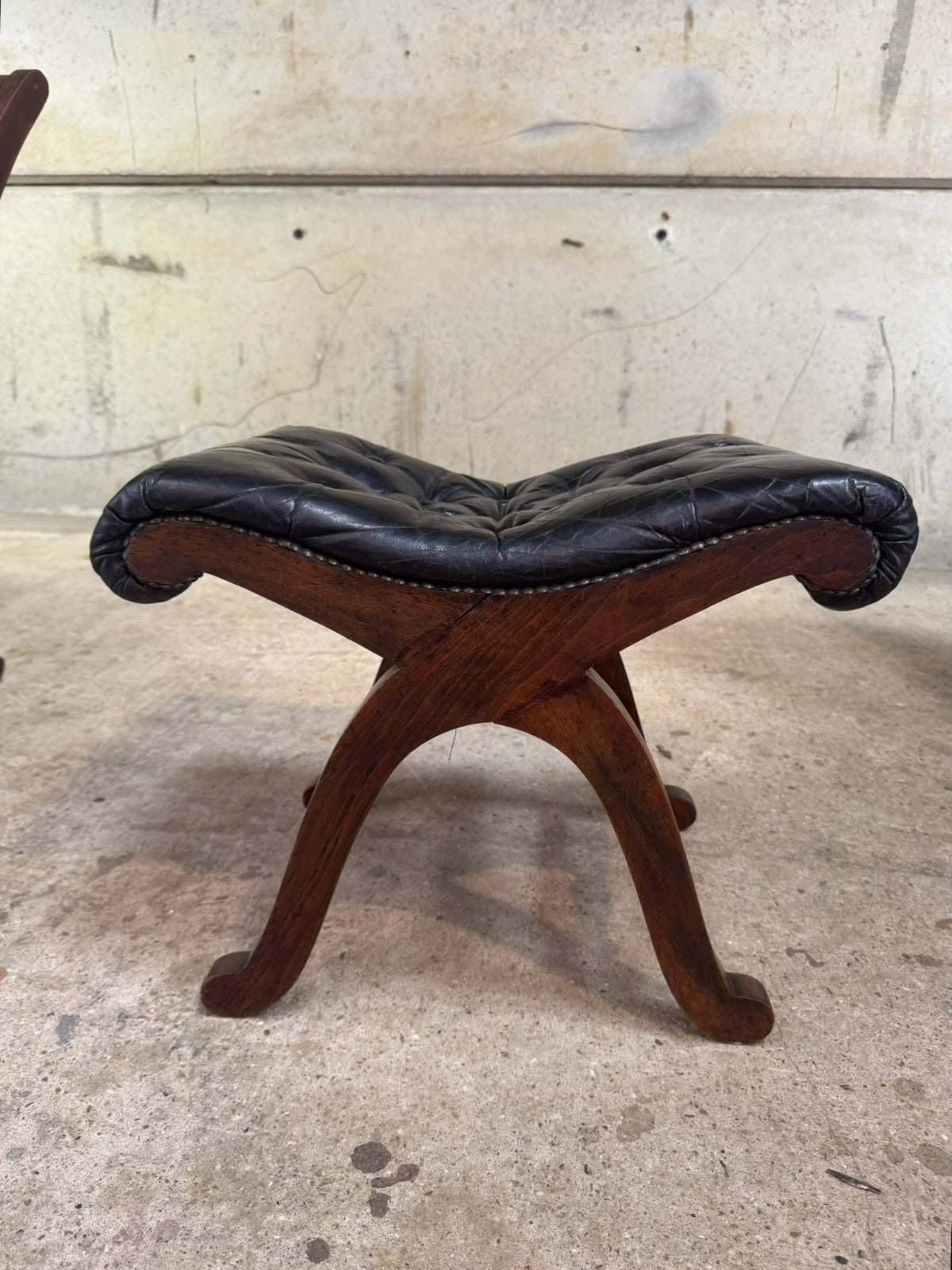 Pair of 1940s Spanish Slipper Chairs with Footstool – Pierre Lottier for Valenti