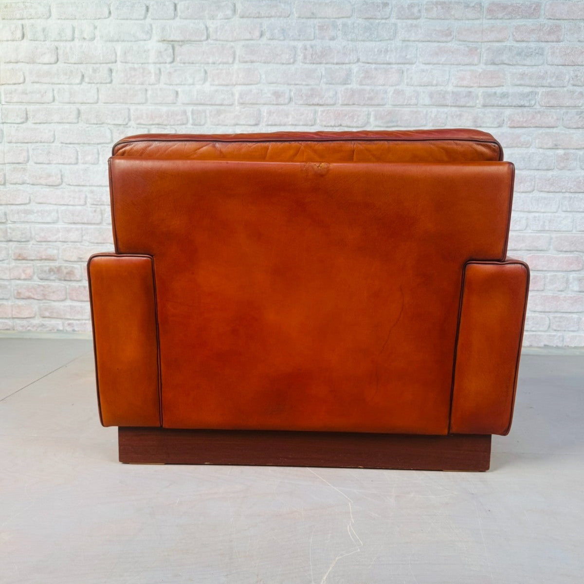 1970s Swedish Lounge Tan Leather Chair by Nelo