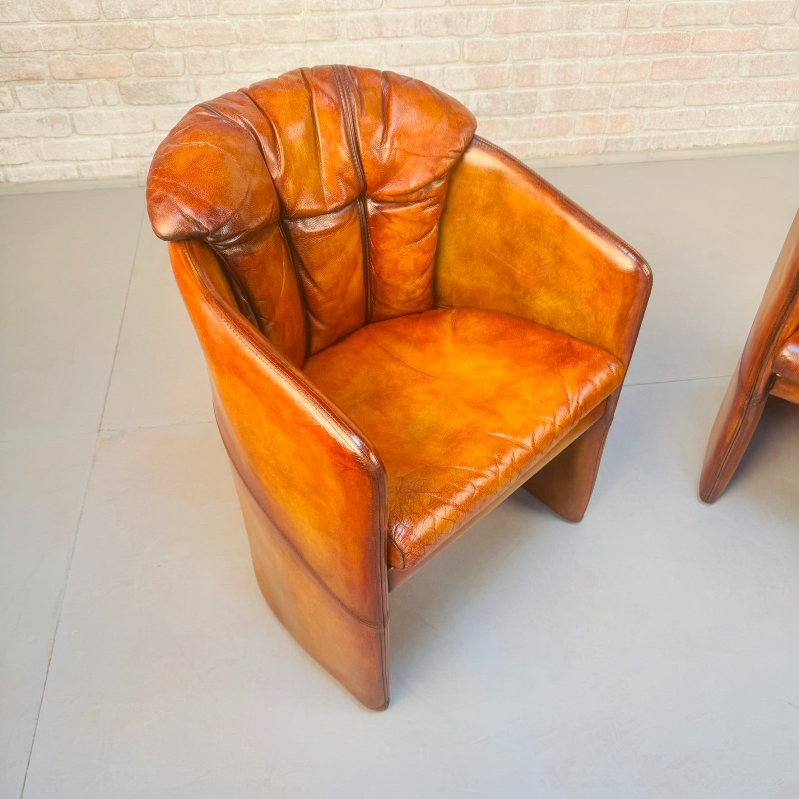 Pair of Vintage Danish Stouby Tub Chairs | Hand Dyed Tan Leather
