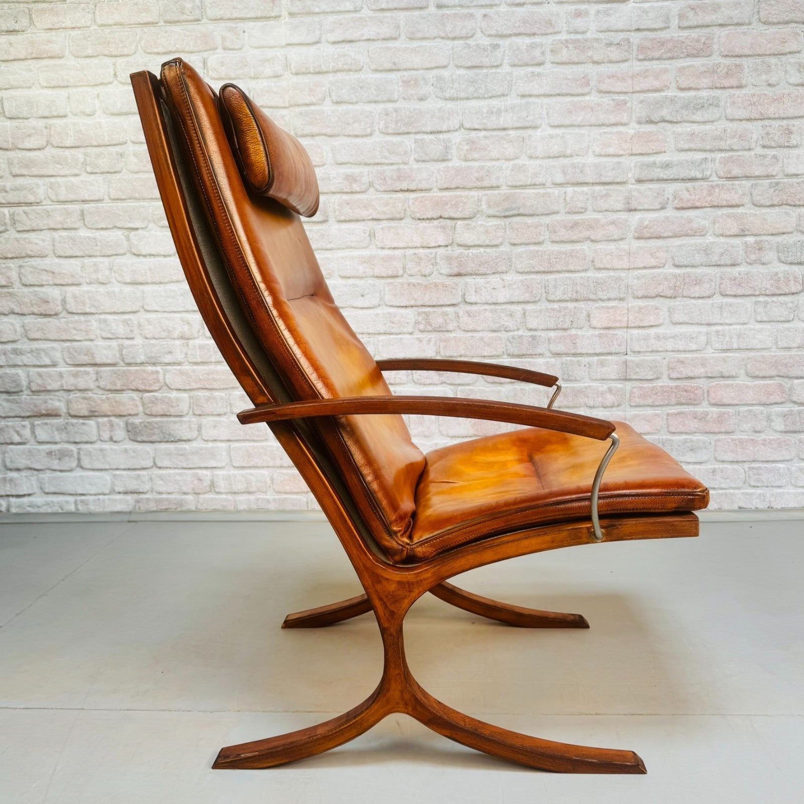 Vintage Danish Mogens Hansen Tan Leather Easy Chair & Footstool