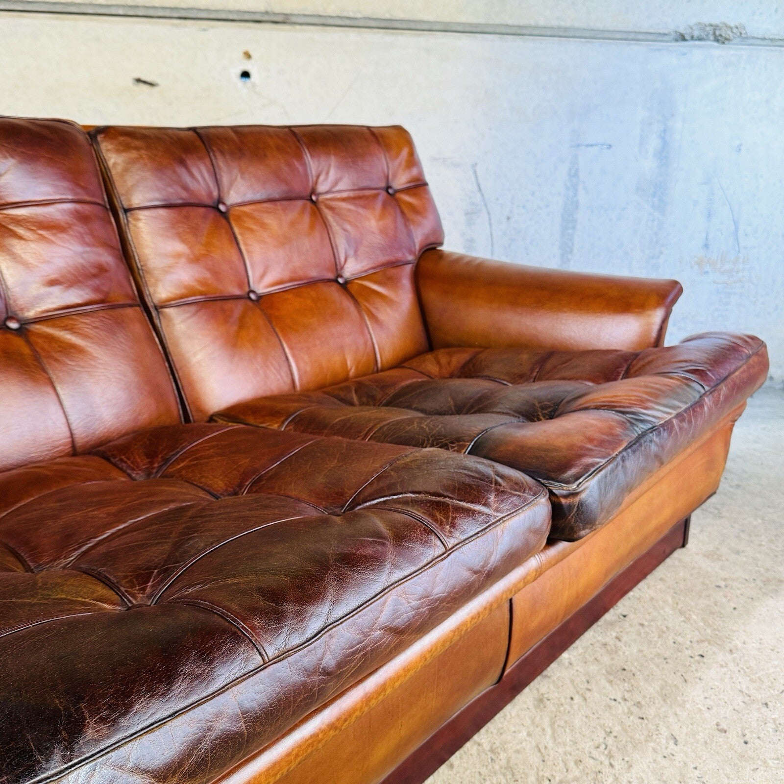 Vintage 1970s "Mexico" Sofa by Arne Norell Three-Seater Tan Leather