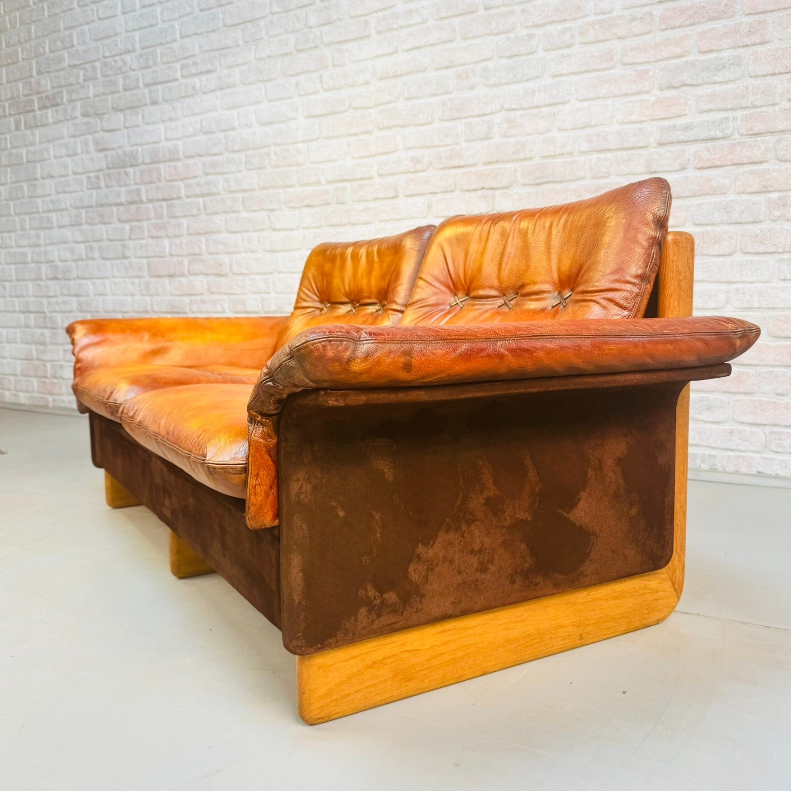 Vintage De Sede Two Seater Tan Leather Sofa