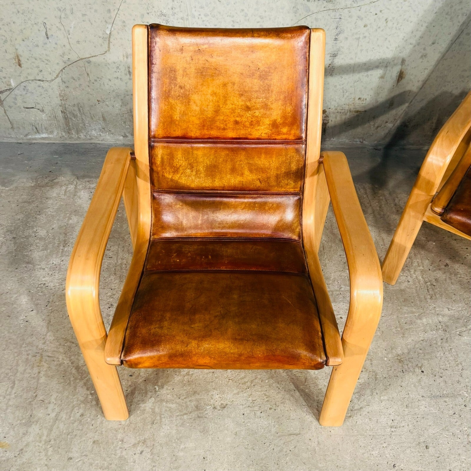 Vintage Pair of Leather Armchairs by Yngve Elstrom for Swedese