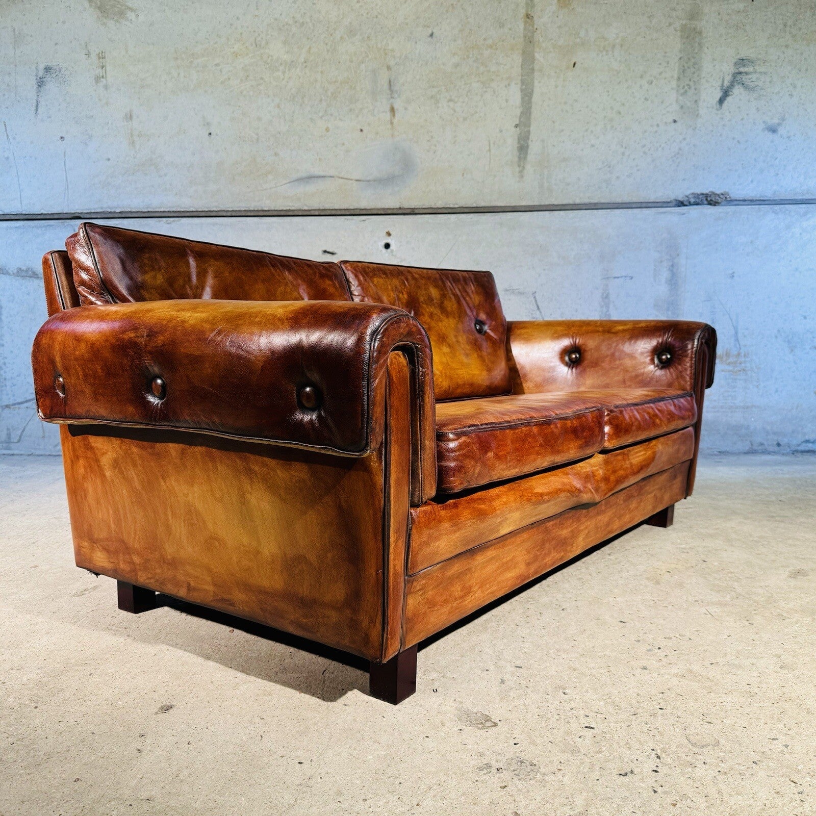 Vintage 1970s Danish Svend Skippers Leather Sofa Two-Seater and Chair Set #A242
