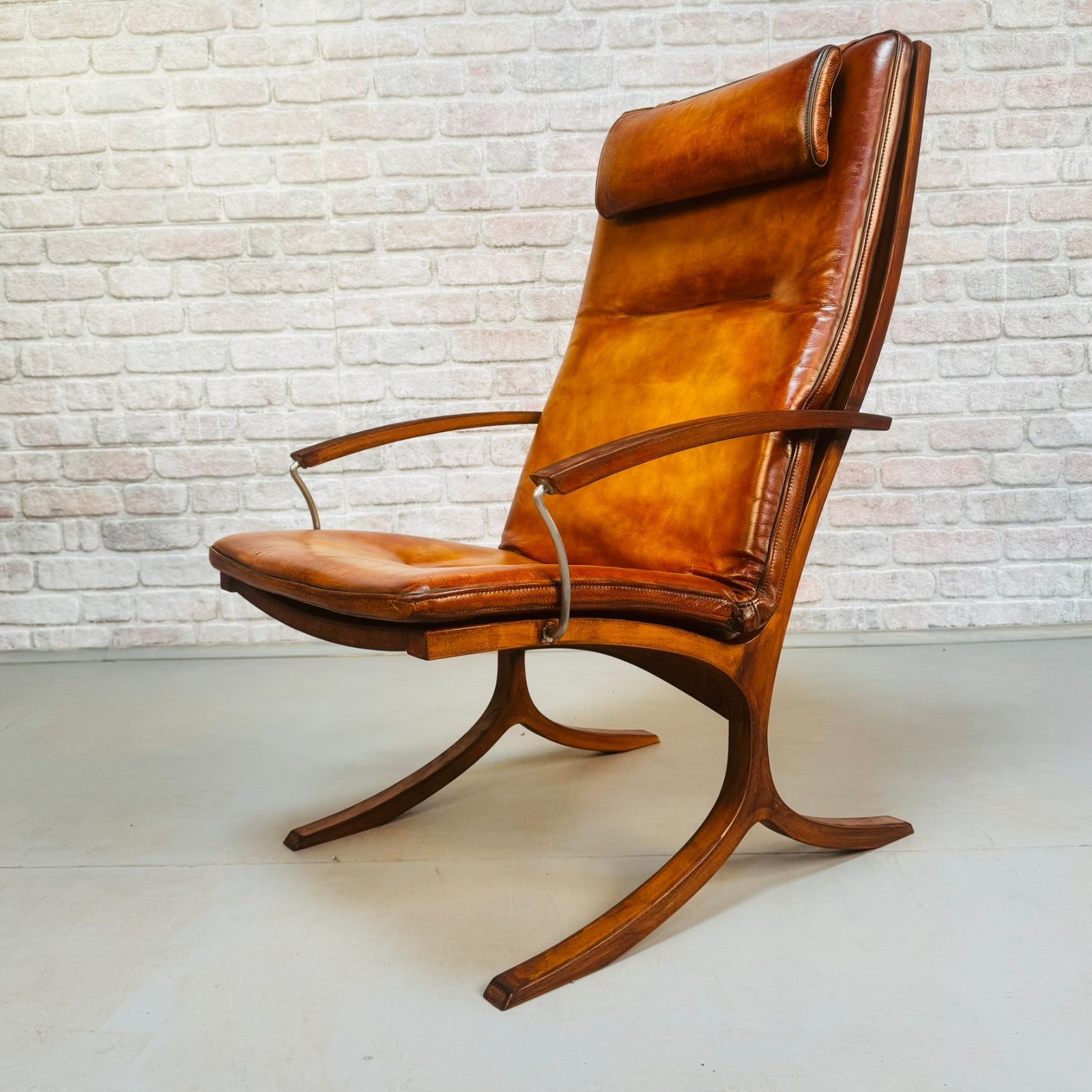 Vintage Danish Mogens Hansen Tan Leather Easy Chair & Footstool