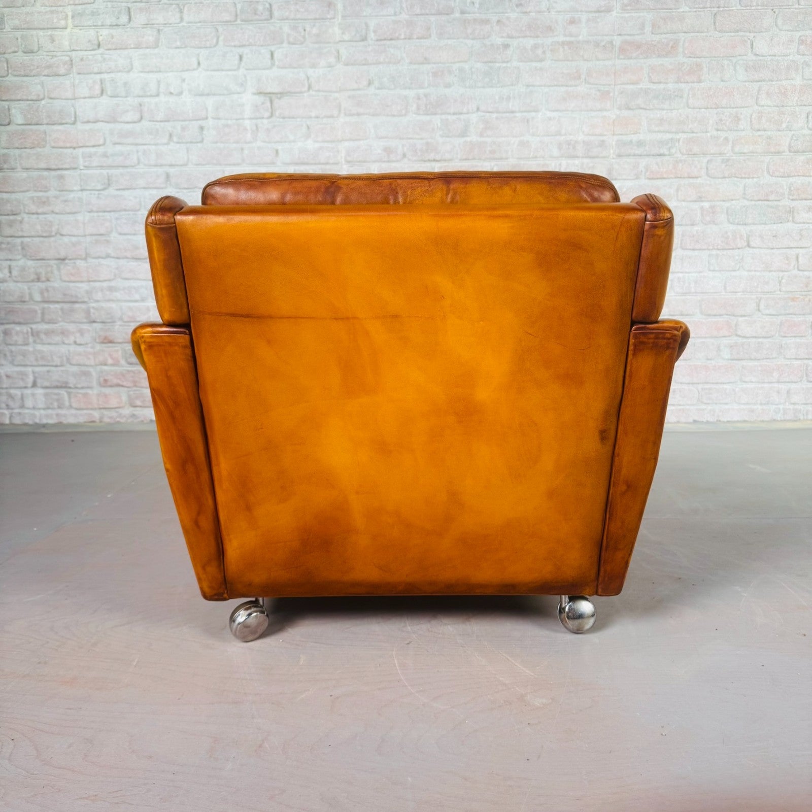 Vintage Danish Tan Leather Armchair by Svend Skipper