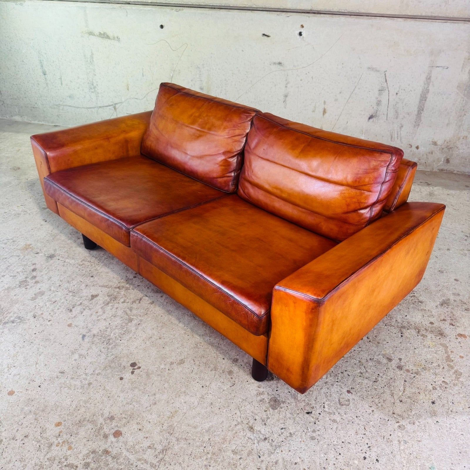 Vintage Pair of Mogens Hansen Tan Leather Two-Seater Sofas