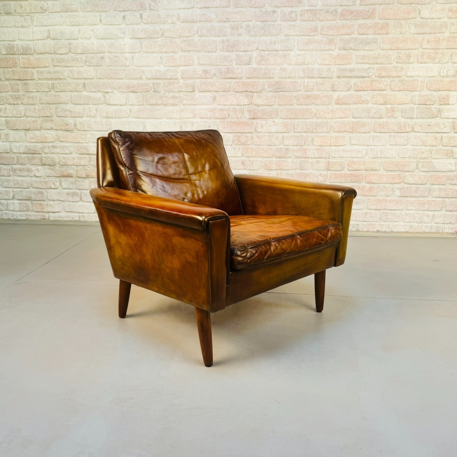 Vintage 1960s George Thams Danish Armchair | Hand Dyed Tan Leather