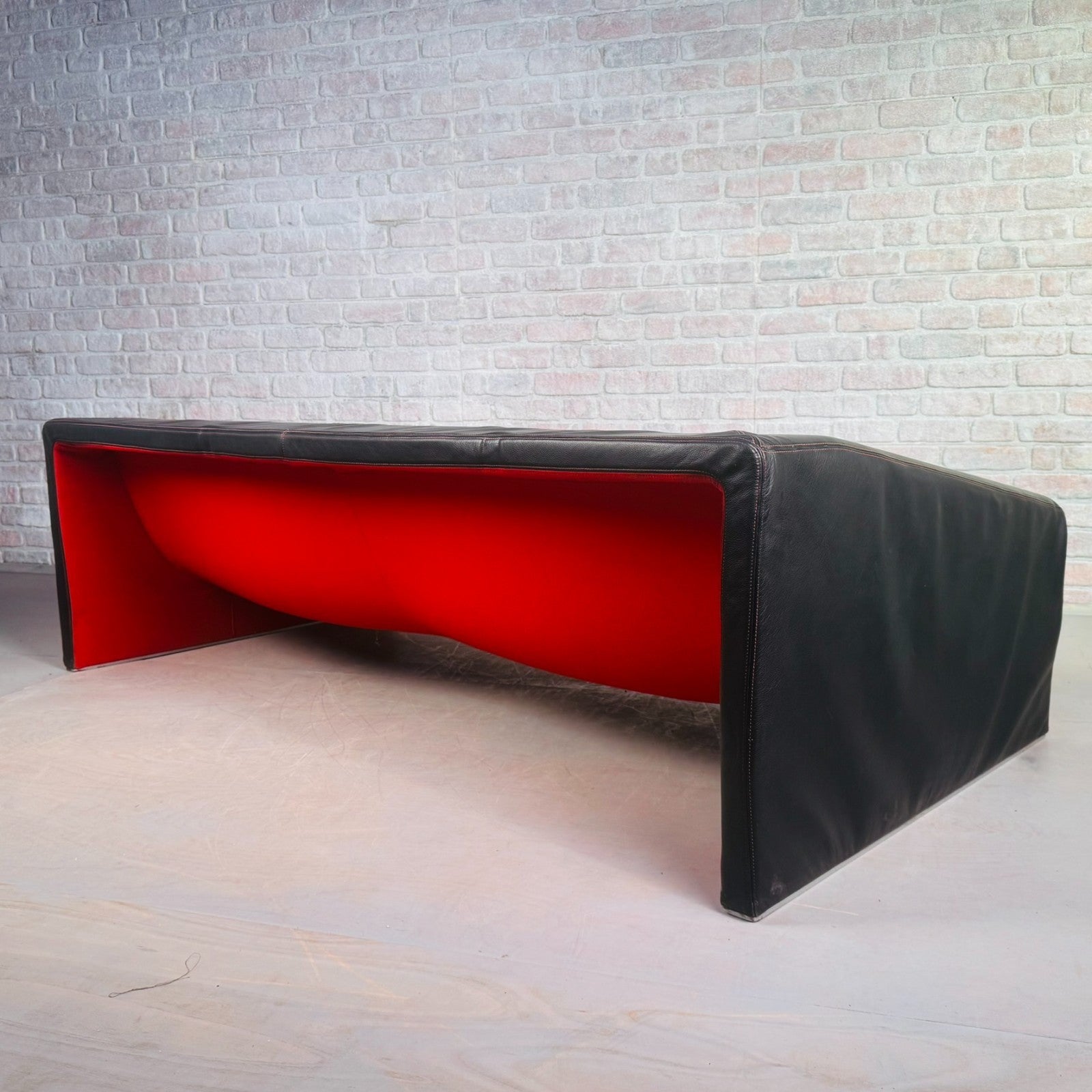 Black Leather Three-Seater Malmo Sofa Designed by Patricia Urquiola for Moroso
