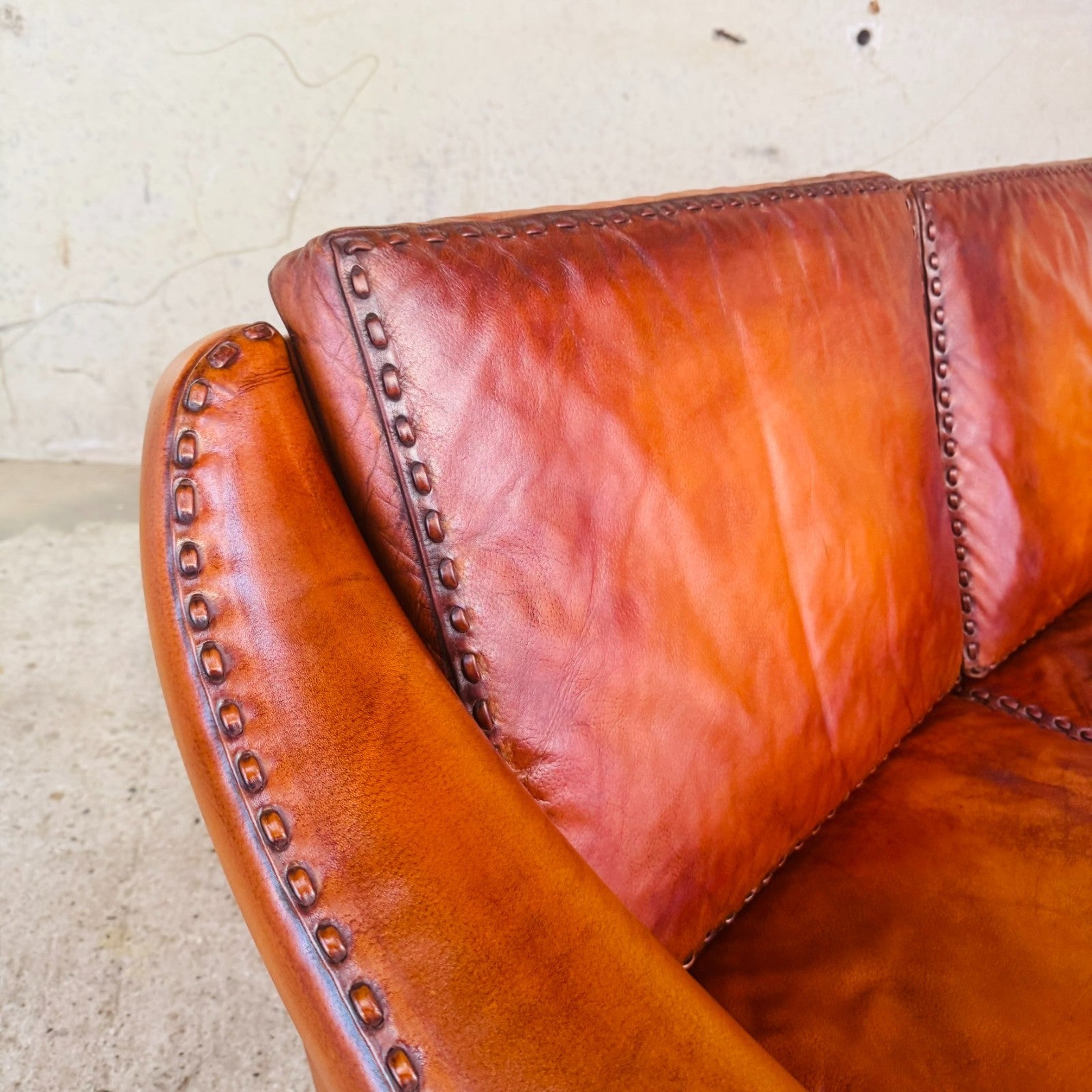 1970s "Matador" Two-Seater Light Tan Leather Sofa by Aage Christiansen