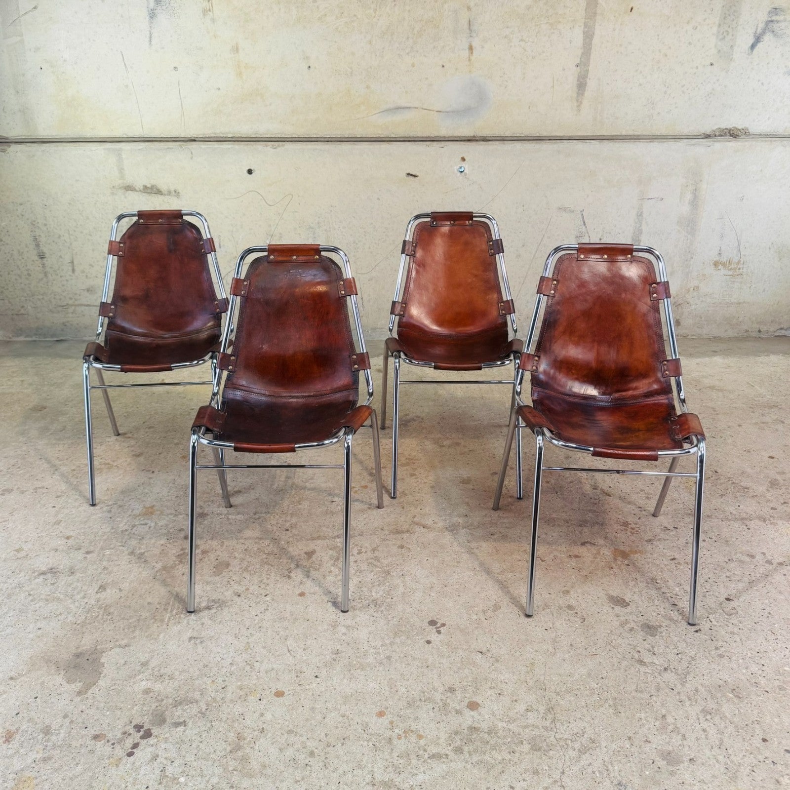 4 Les Arcs Chair – Tan Leather Iconic 1960s Design by Charlotte Perriand