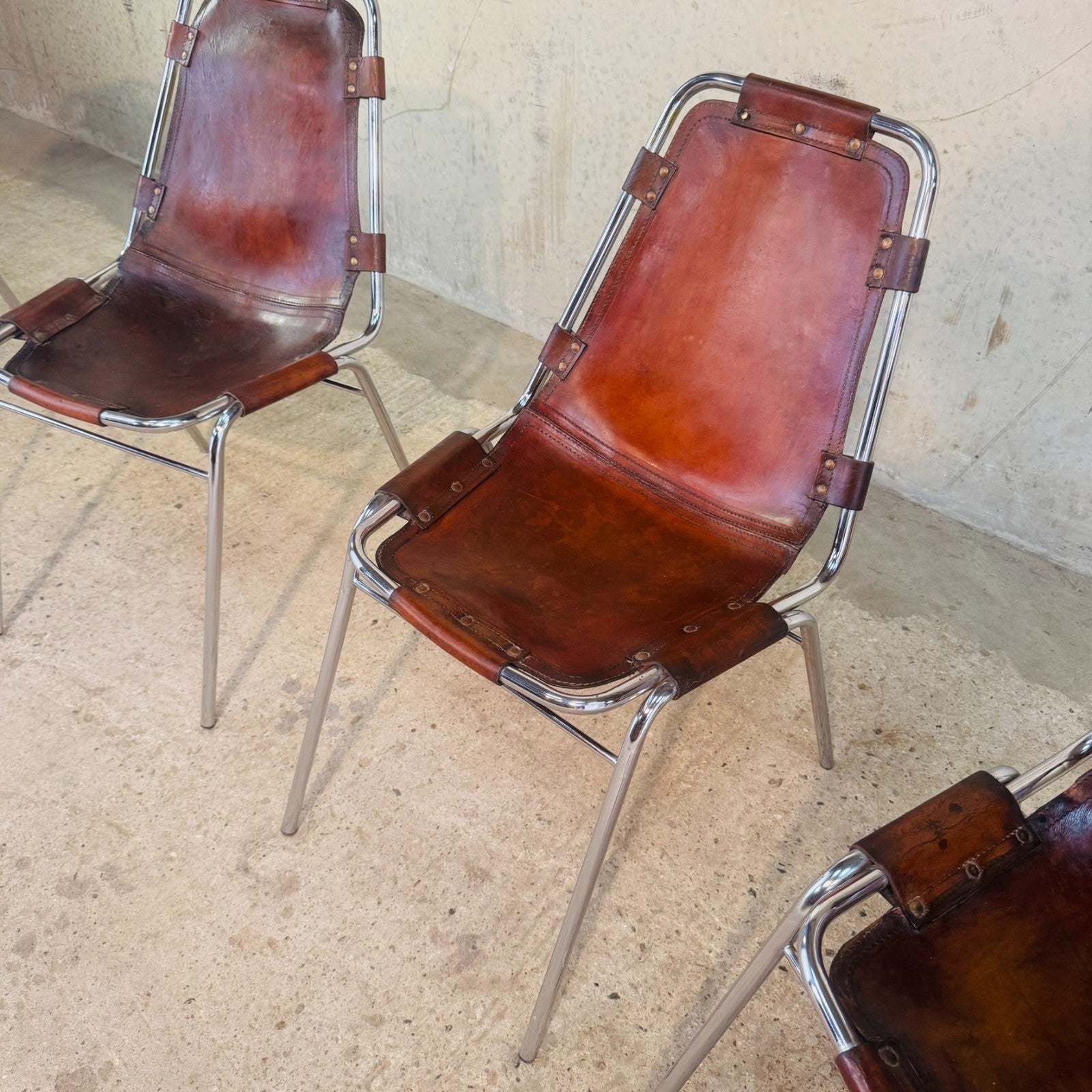 4 Les Arcs Chair – Tan Leather Iconic 1960s Design by Charlotte Perriand