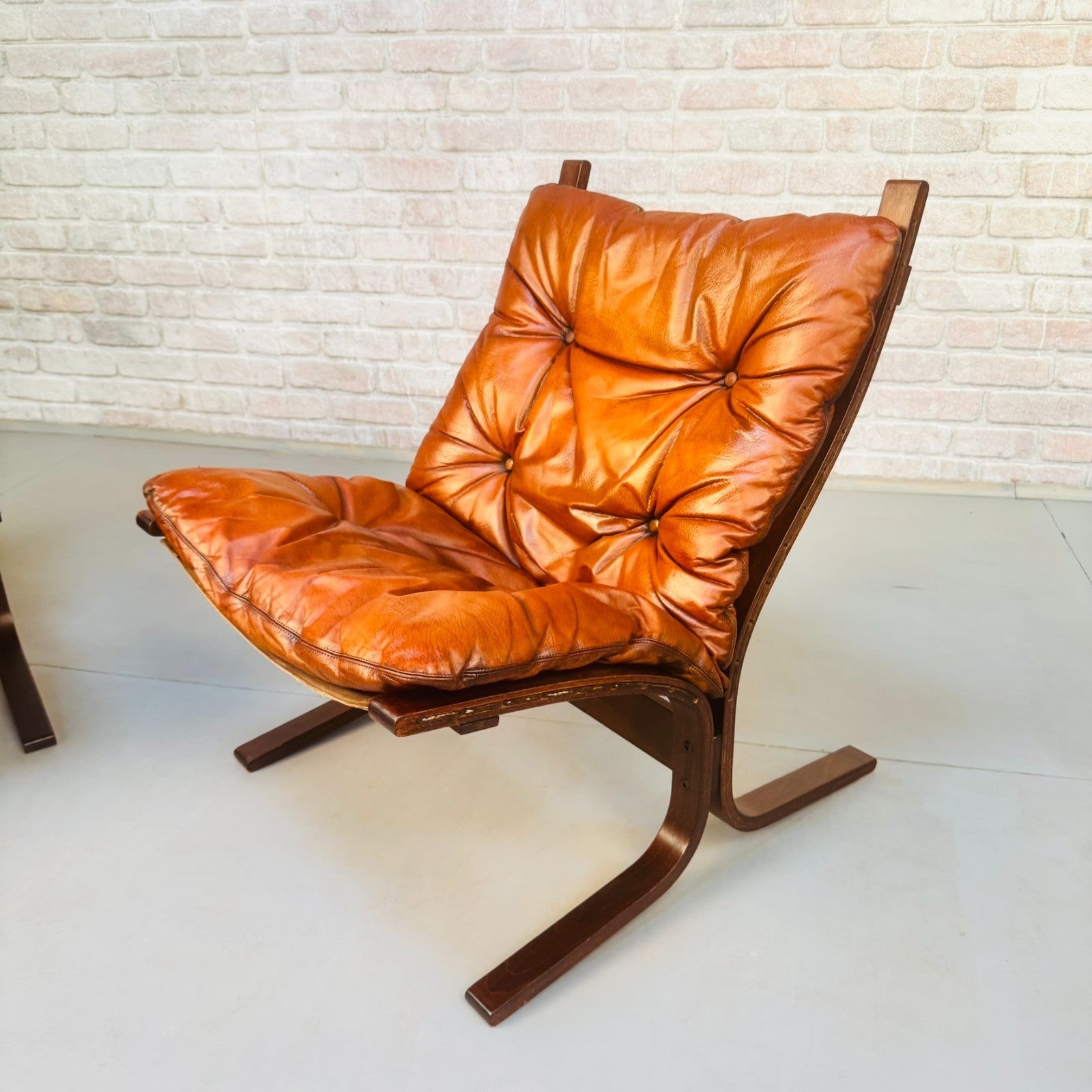 Pair of Vintage Westnofa Siesta Tan Leather Lounge Chairs by Ingmar Relling