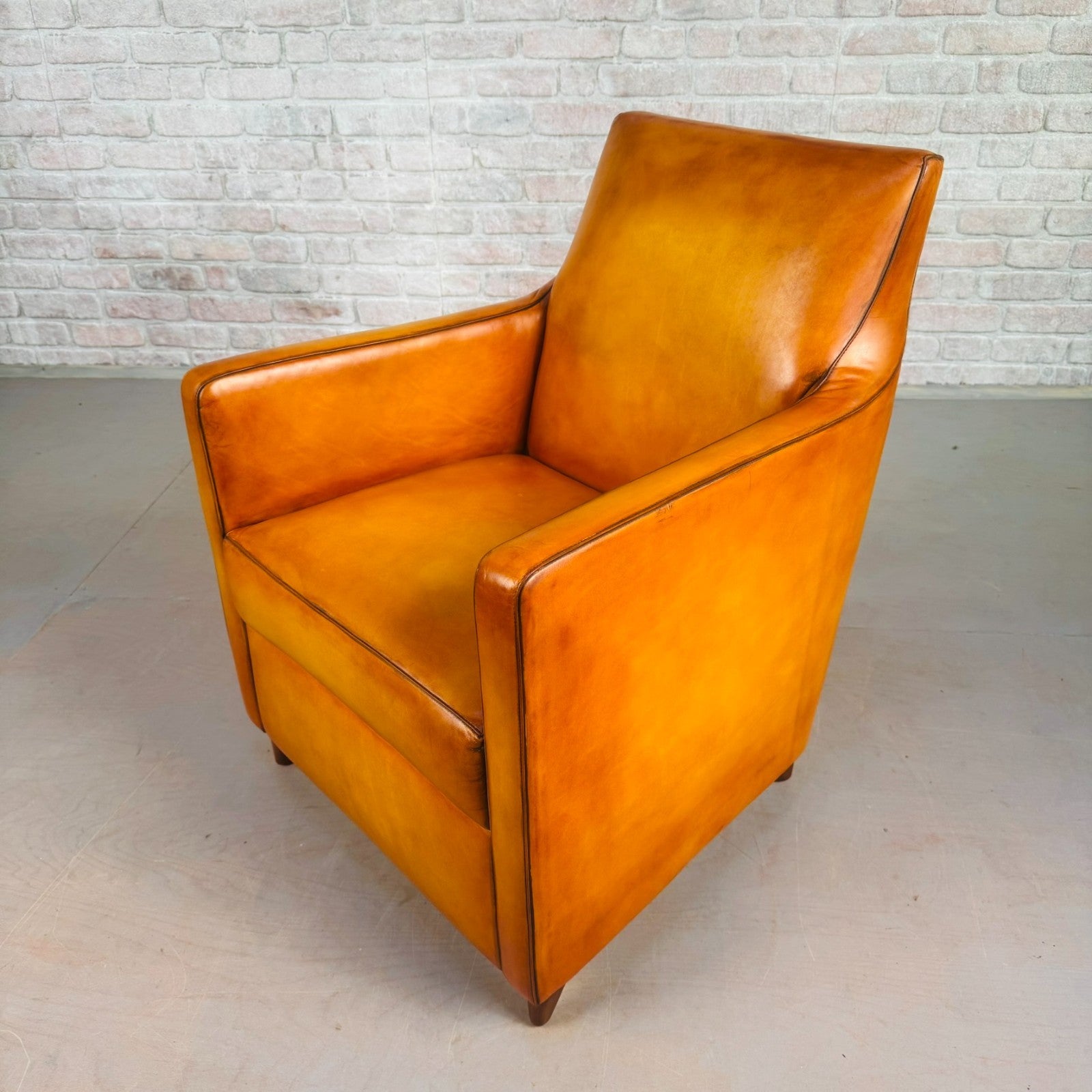 Vintage Light Tan Leather Armchair