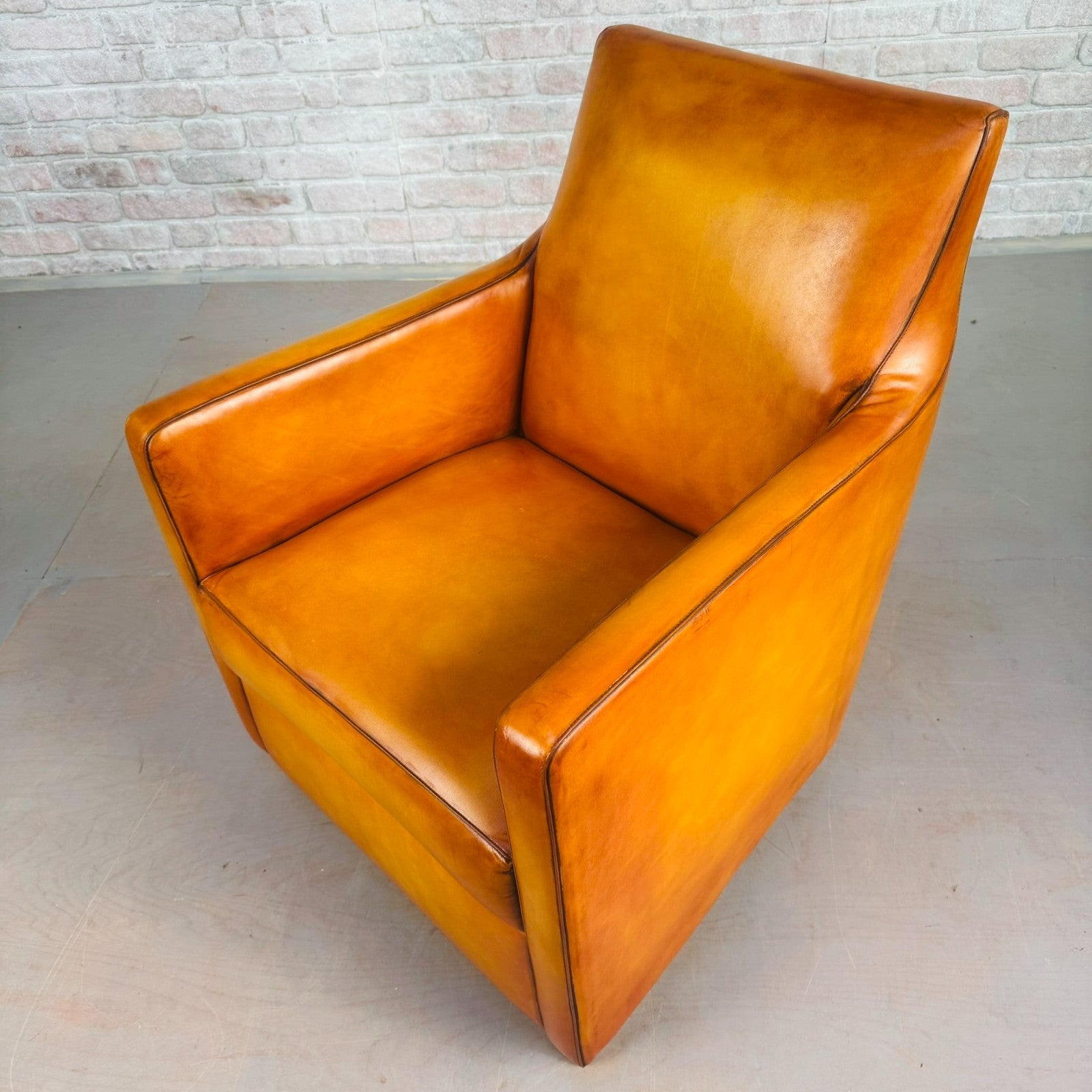 Vintage Light Tan Leather Armchair