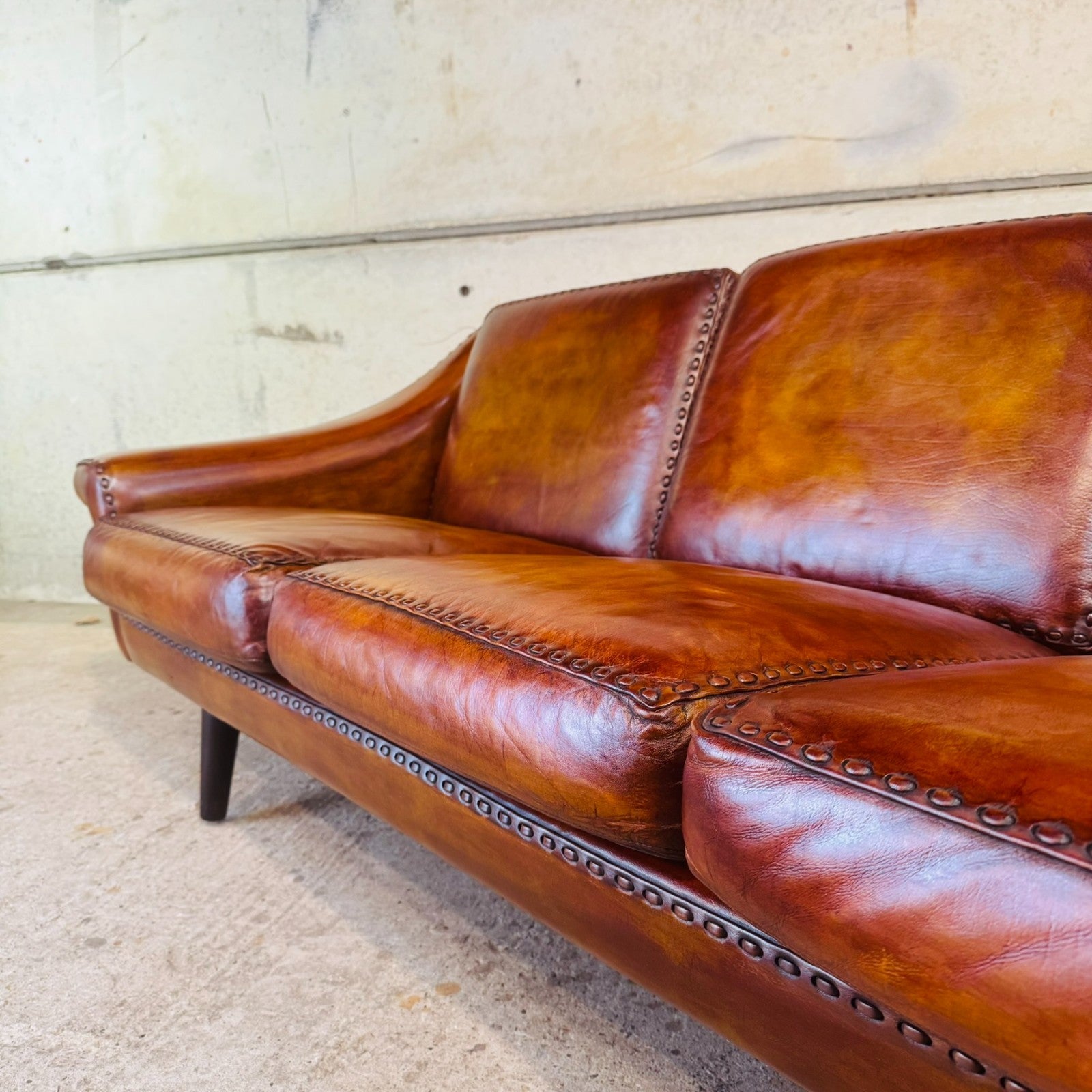 1970s "Matador" Three-Seater Light Tan Leather Sofa by Aage Christiansen
