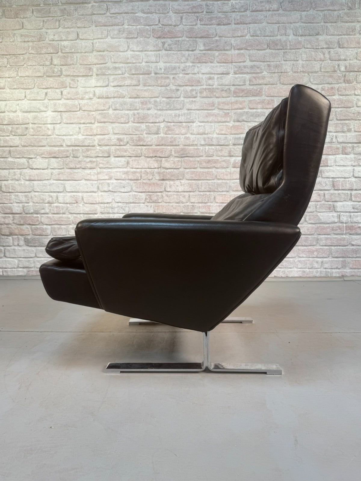 Vintage Georg Thams Black Leather Lounge Chairs for Vejen Polstermøbelfabrik
