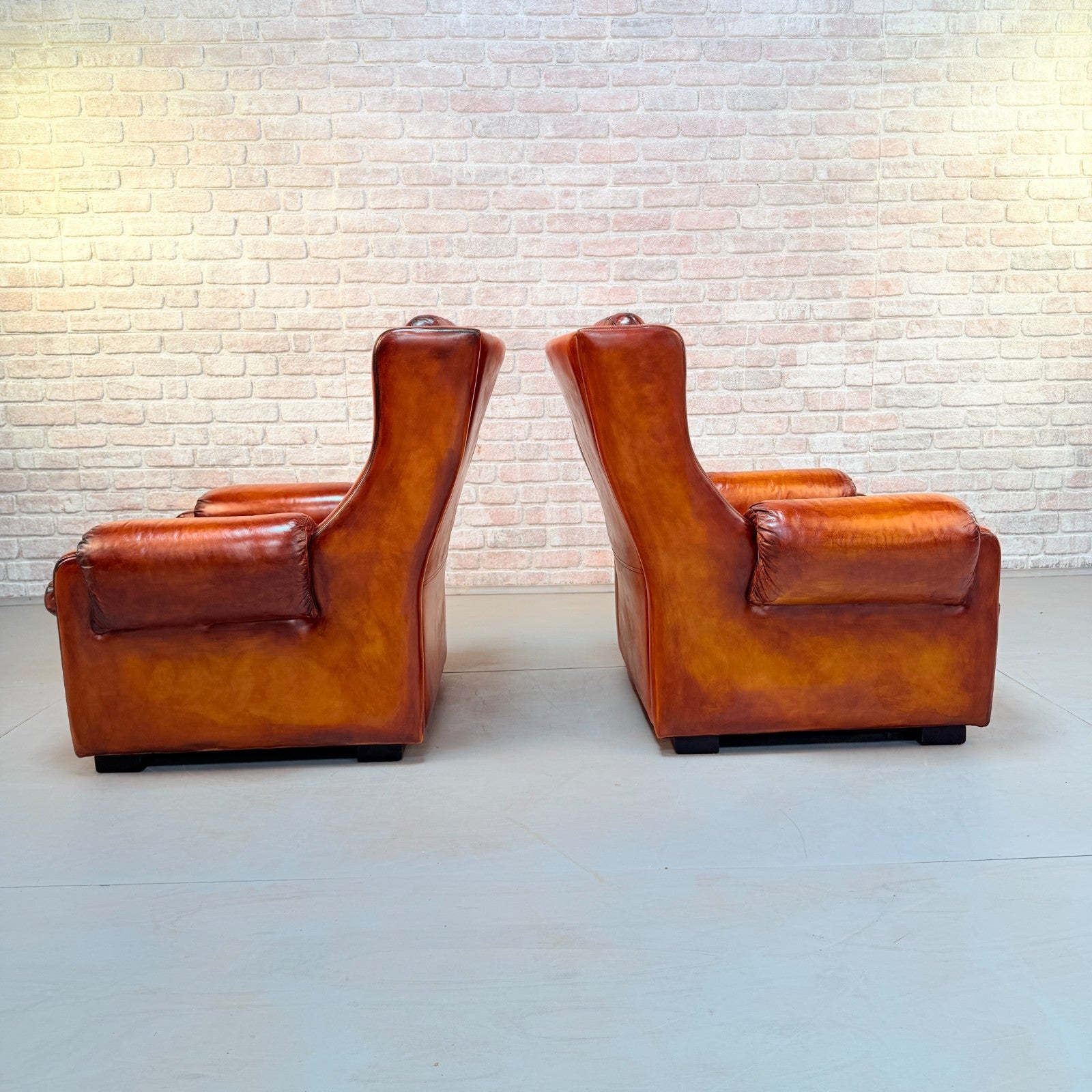 Pair of Mid-20th Century English Gimson & Slater Cognac Leather Armchairs