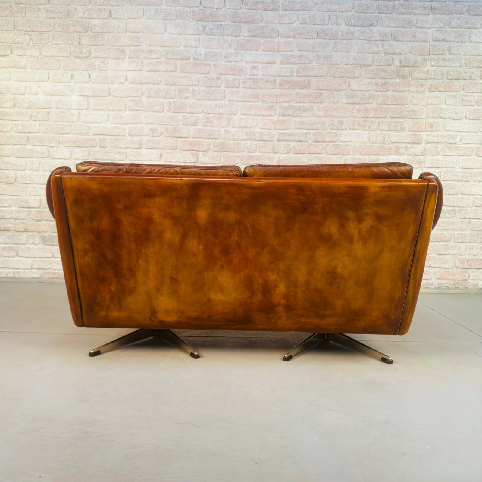 Vintage 60s Aage Christiansen "Matador" Tan Leather 2 Seater Sofa & Chair