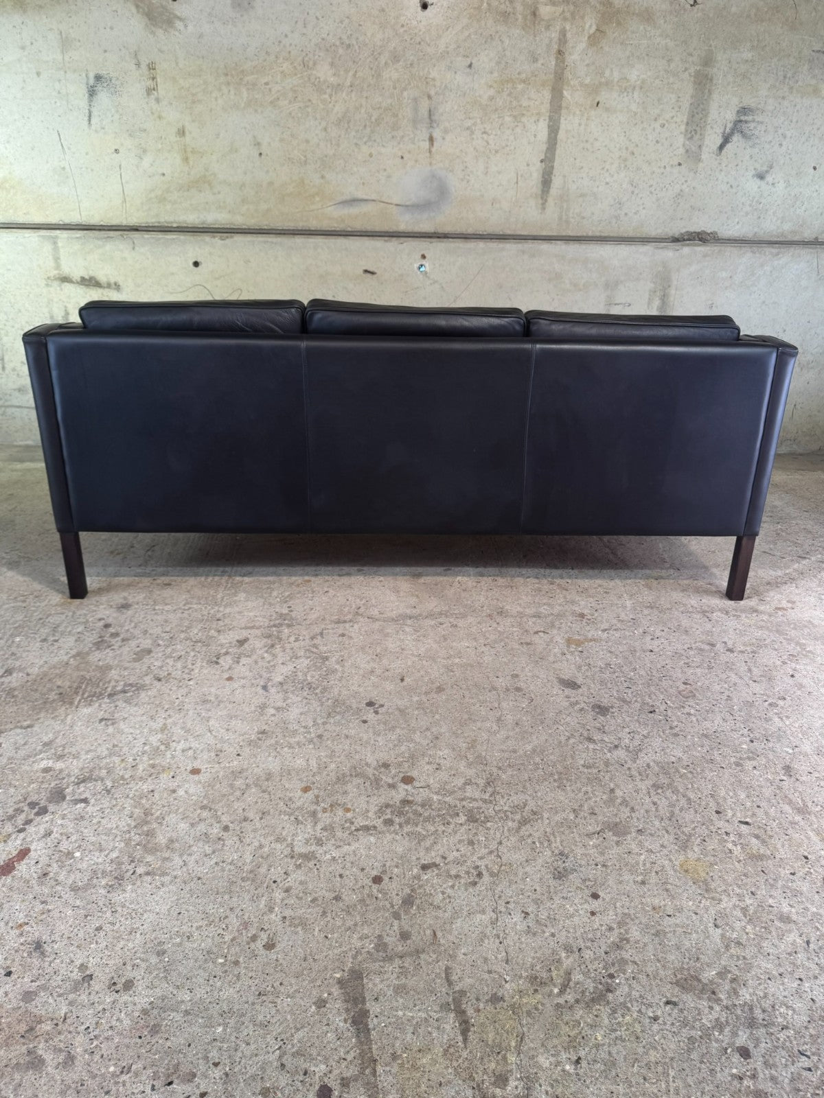 Vintage Danish Three-Seater Black Leather Sofa by Stouby – Stylish