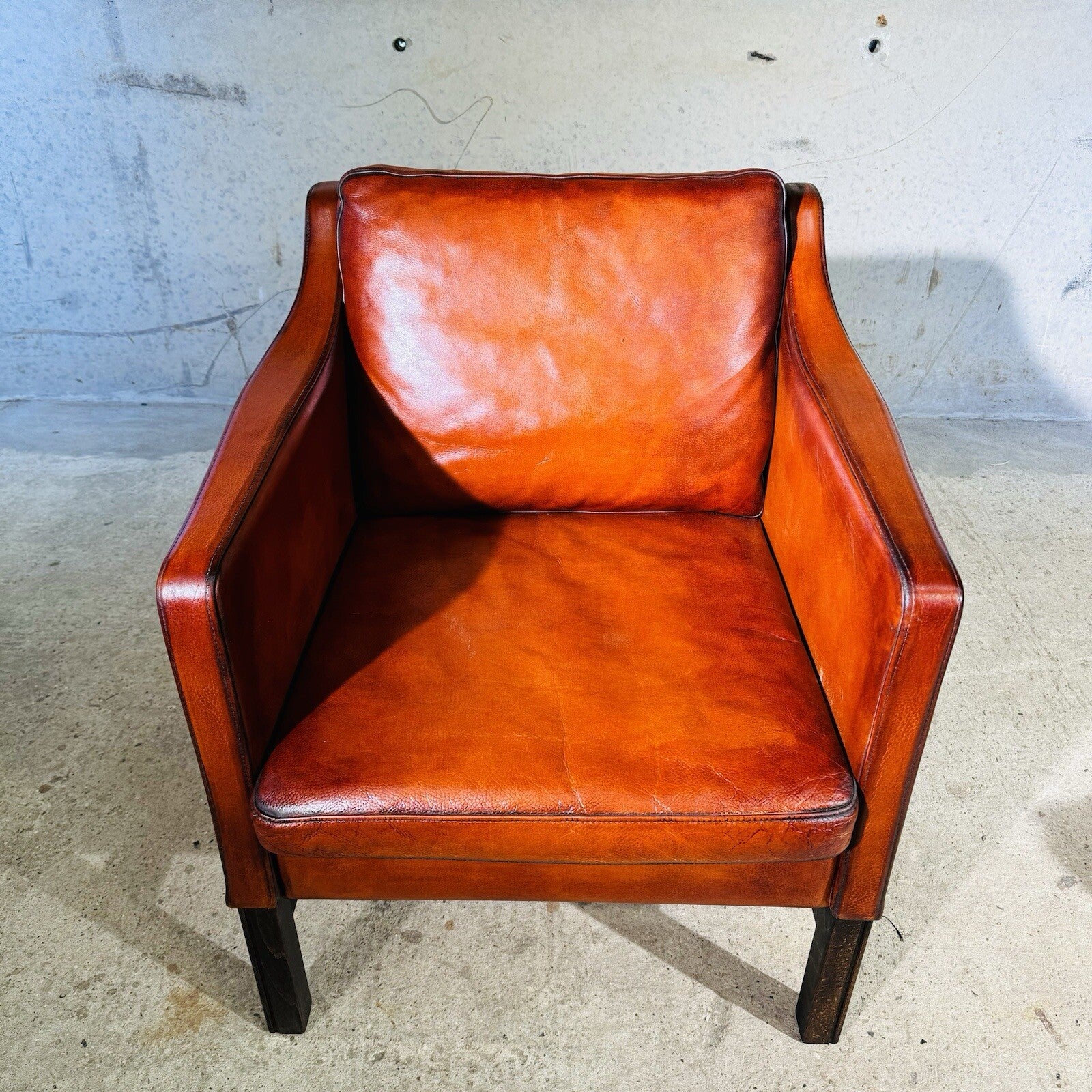 Fantastic 1970s Vintage Danish Cognac Leather Armchair & Footstool