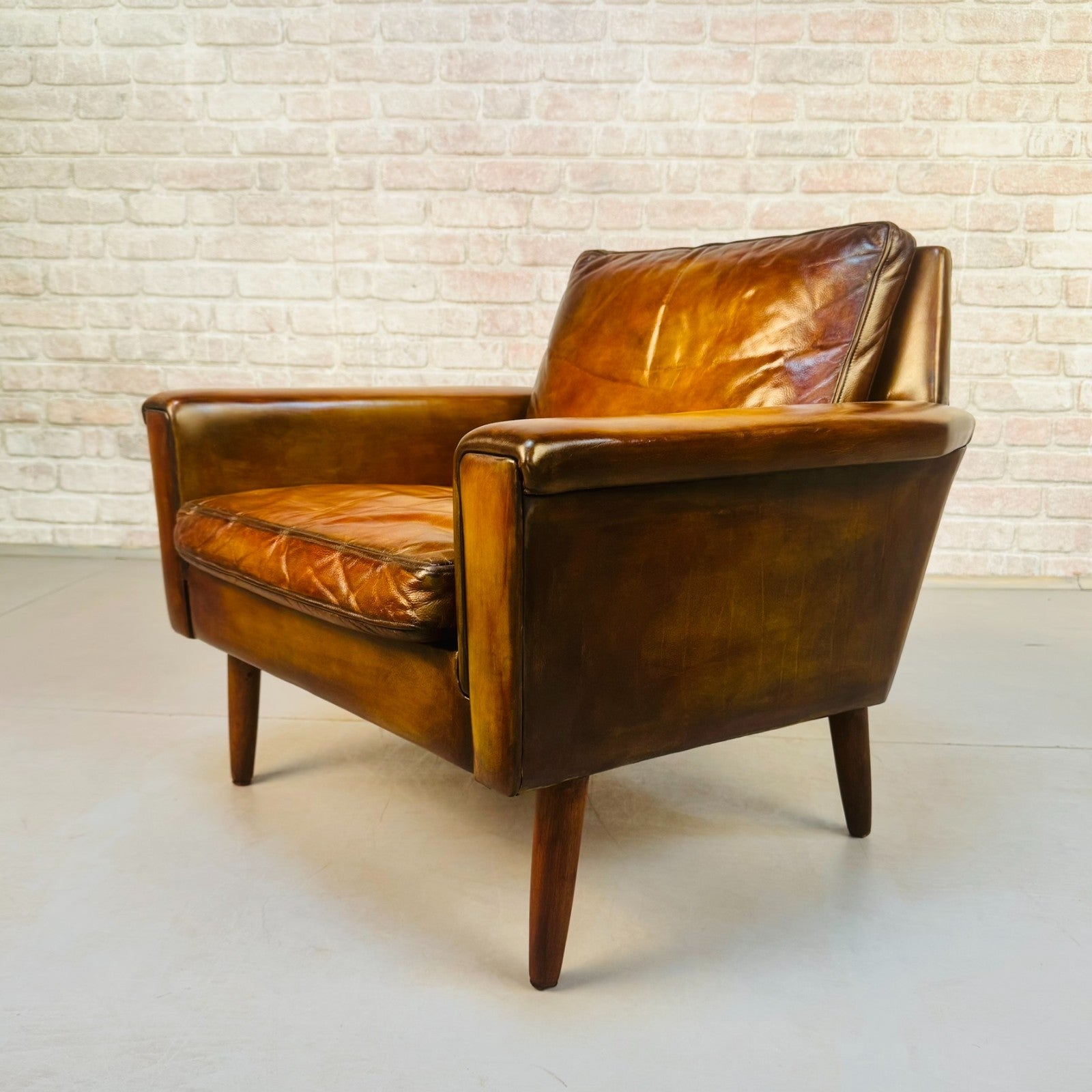 Vintage 1960s George Thams Danish Armchair | Hand Dyed Tan Leather