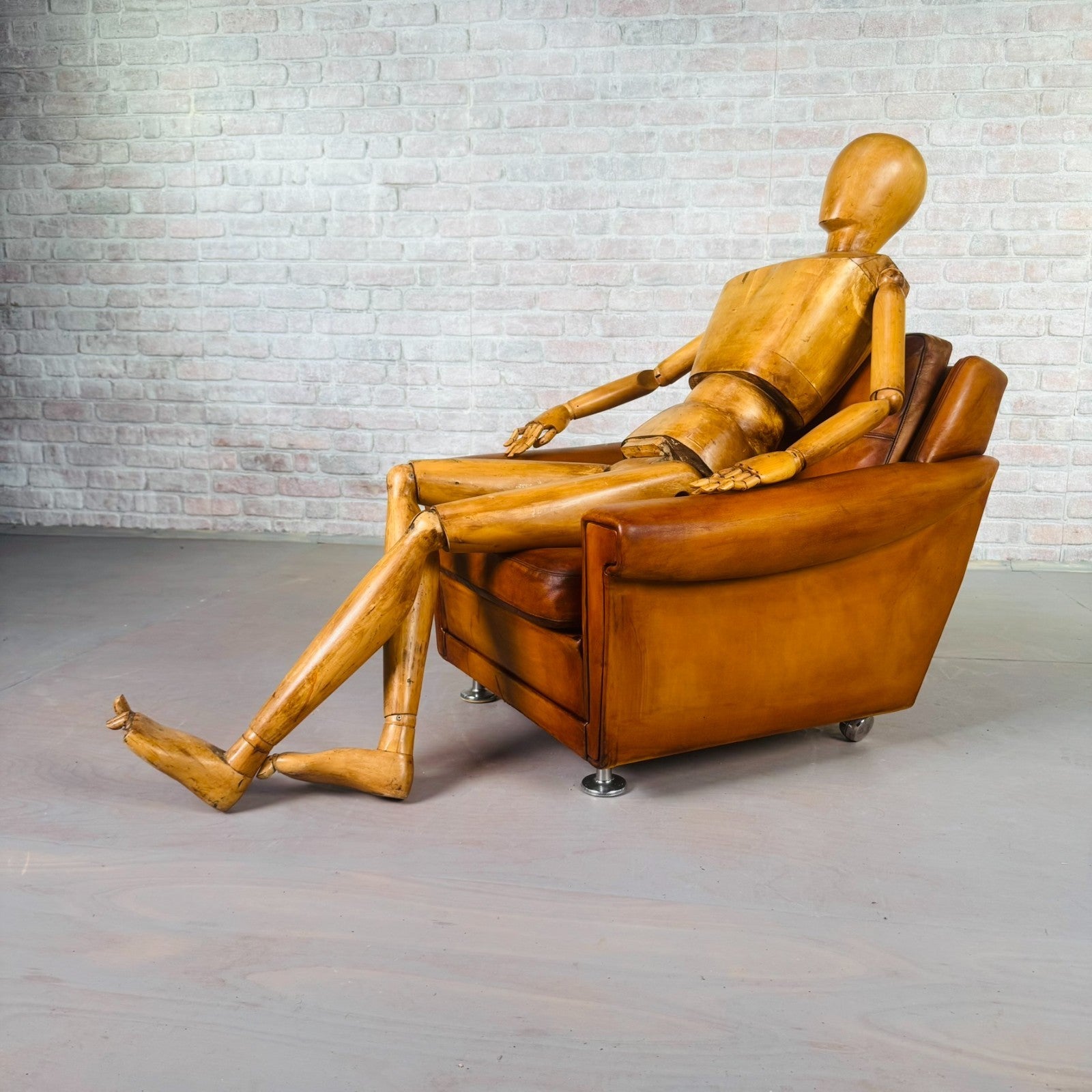 Vintage Danish Tan Leather Armchair by Svend Skipper