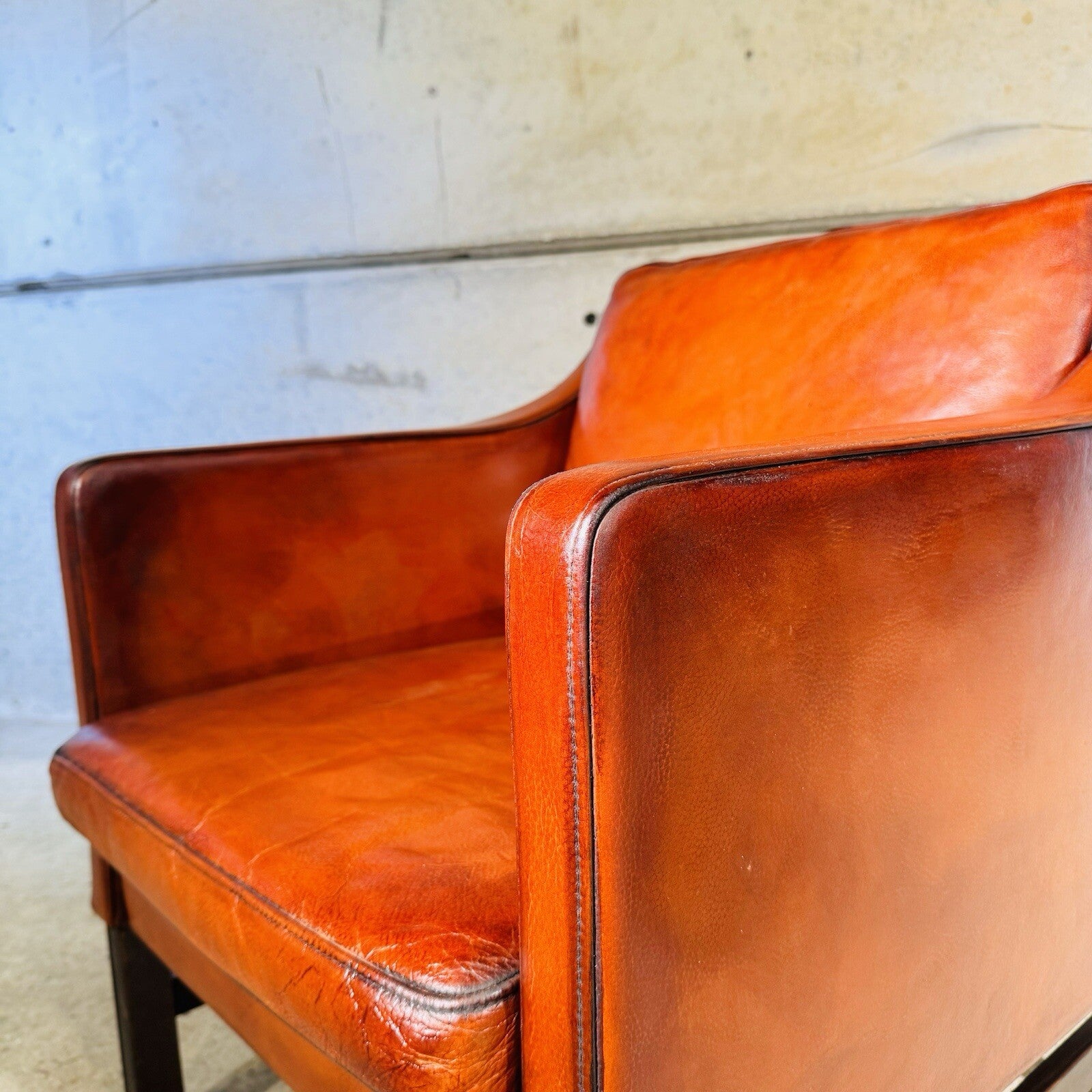 Fantastic 1970s Vintage Danish Cognac Leather Armchair & Footstool