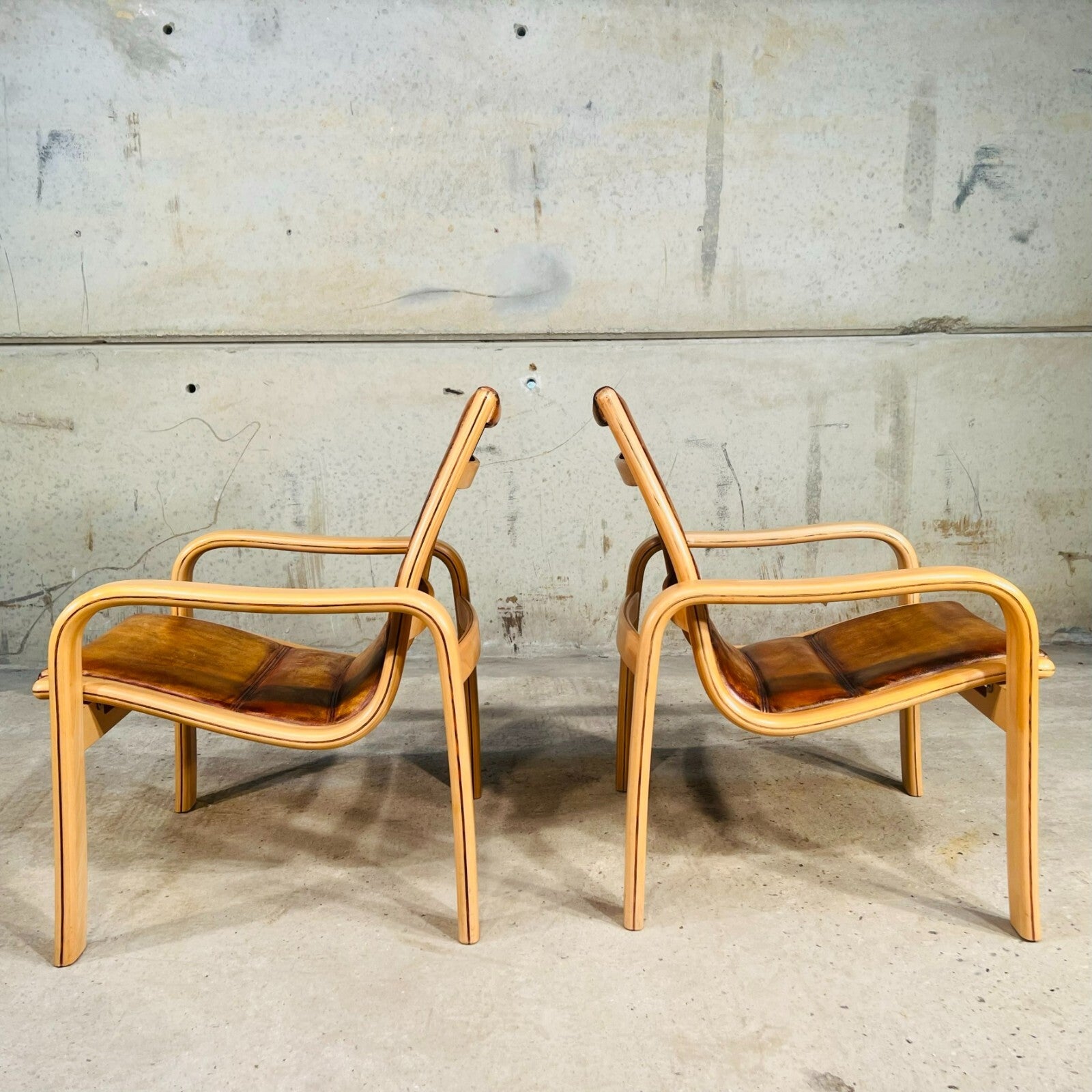 Vintage Pair of Leather Armchairs by Yngve Elstrom for Swedese