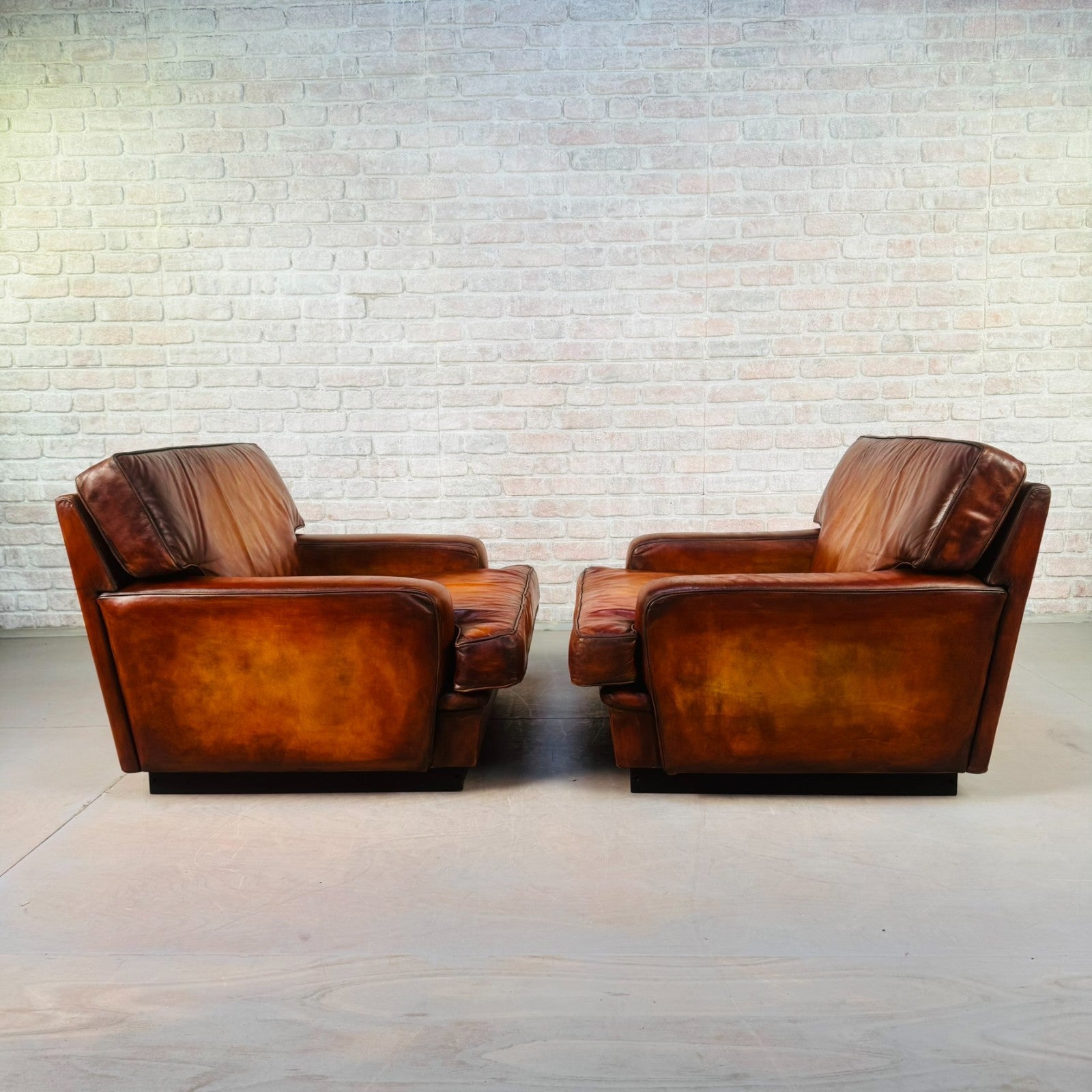 Pair of Arne Norell Swedish Tan Leather Lounge Chairs