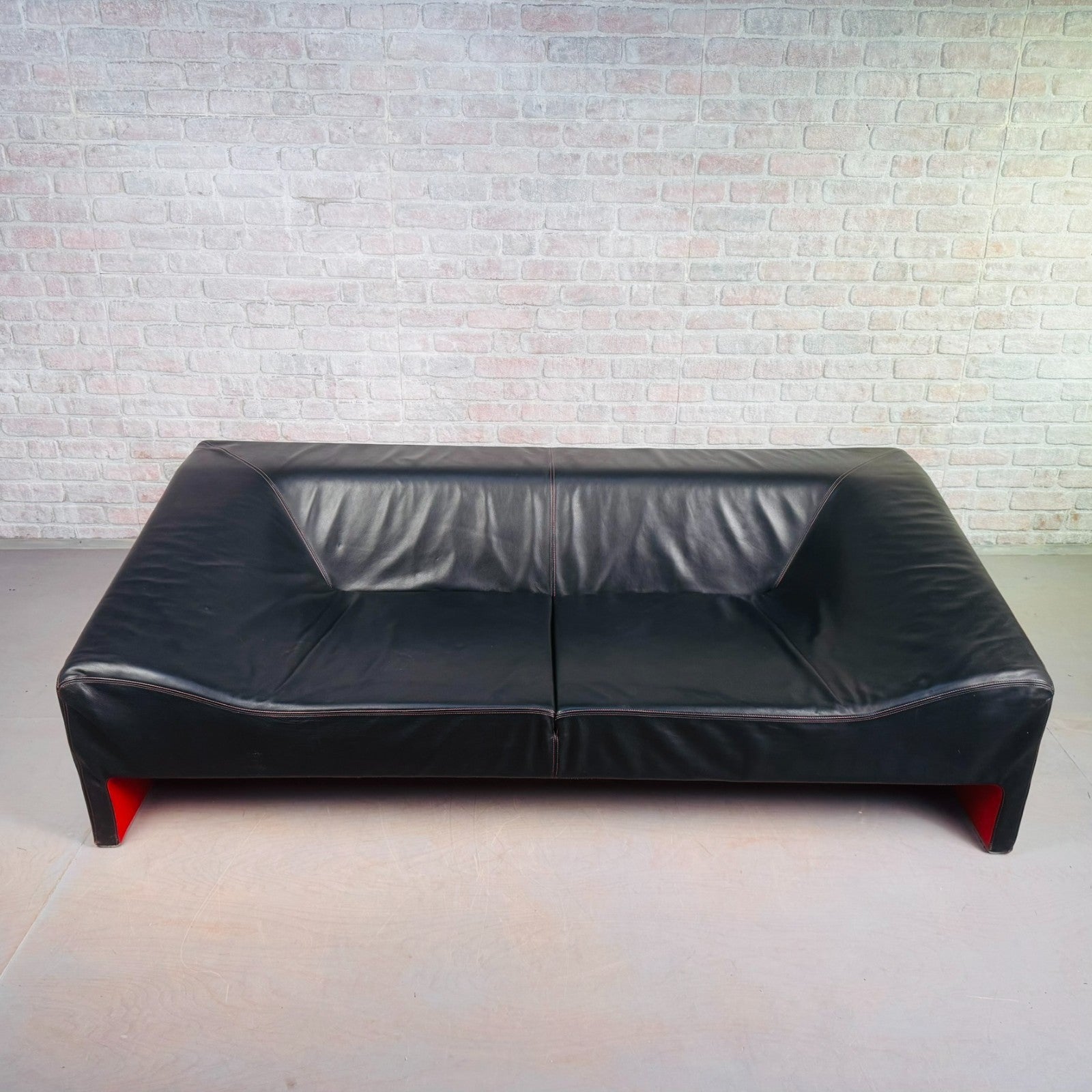 Black Leather Three-Seater Malmo Sofa Designed by Patricia Urquiola for Moroso