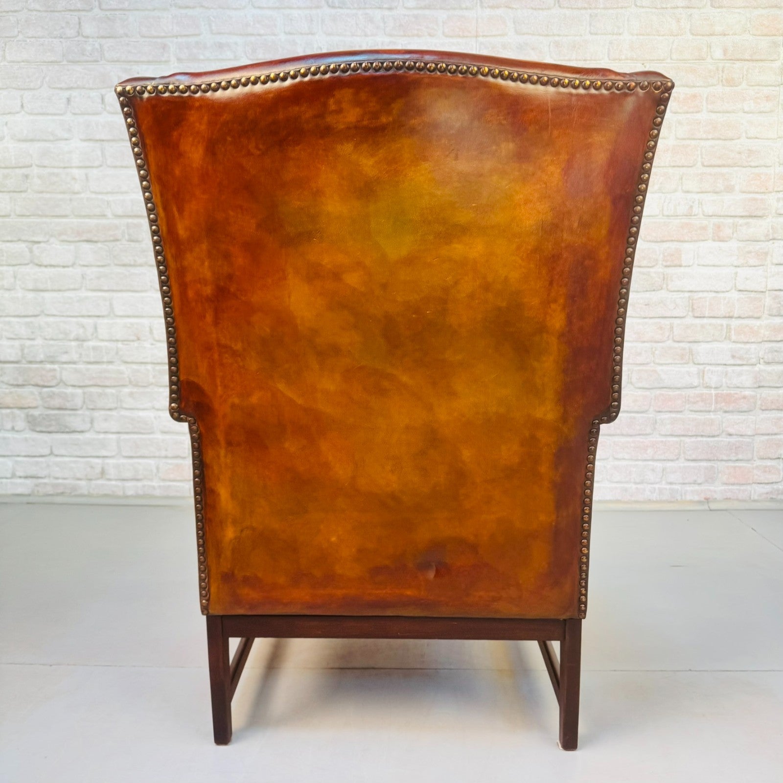 Neat Vintage Danish Leather Wingback Chair – Hand-Dyed Tan Colour