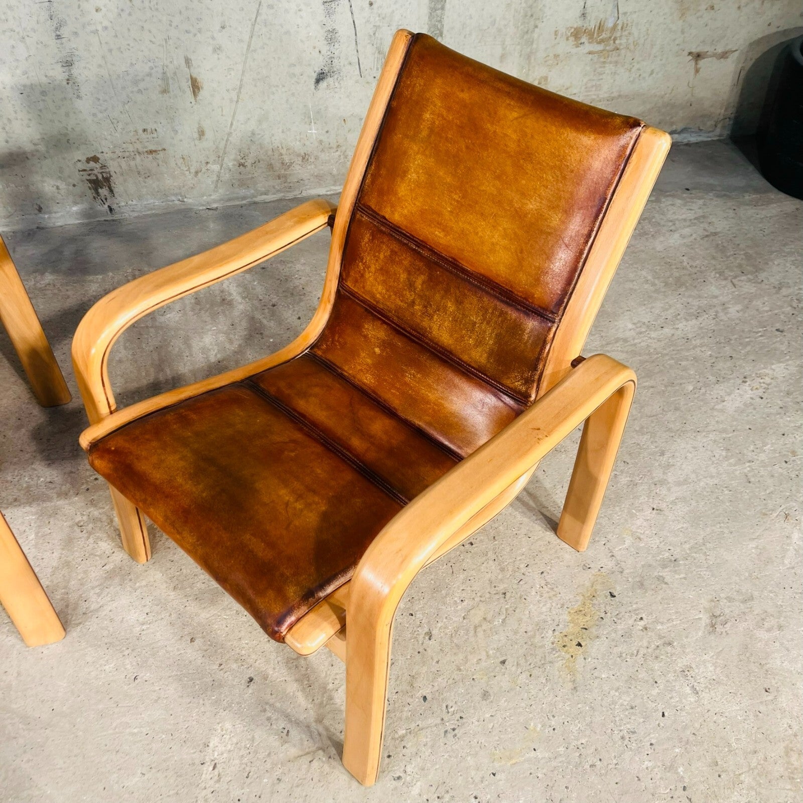 Vintage Pair of Leather Armchairs by Yngve Elstrom for Swedese
