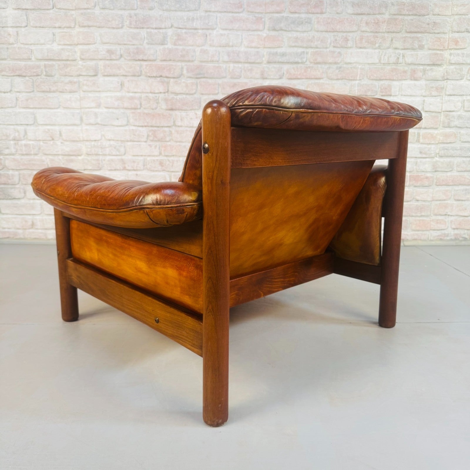 Vintage 1970s Swedish Arne Norell Two-Seater Sofa & Chair Tan Leather Set