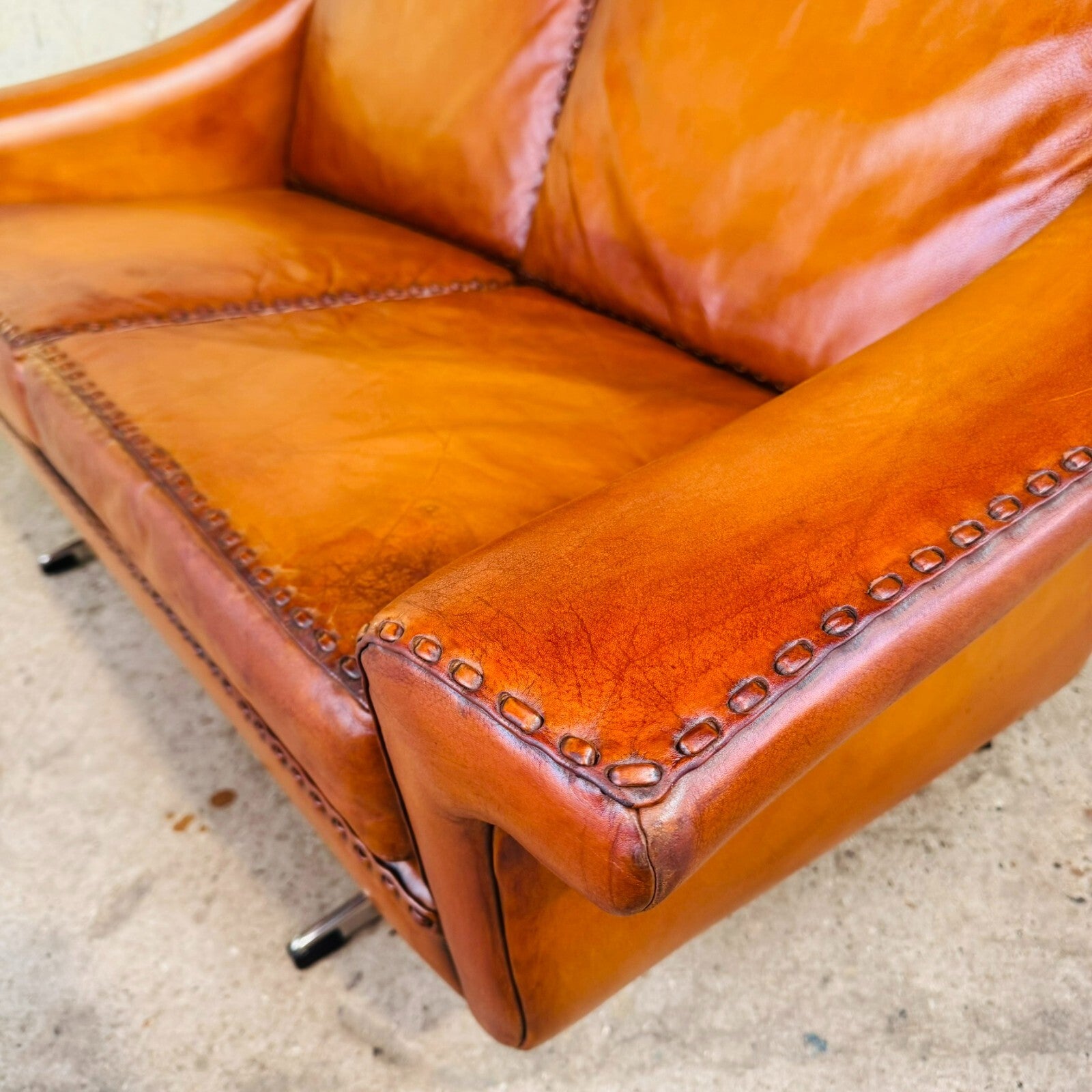 1970s "Matador" Two-Seater Light Tan Leather Sofa by Aage Christiansen